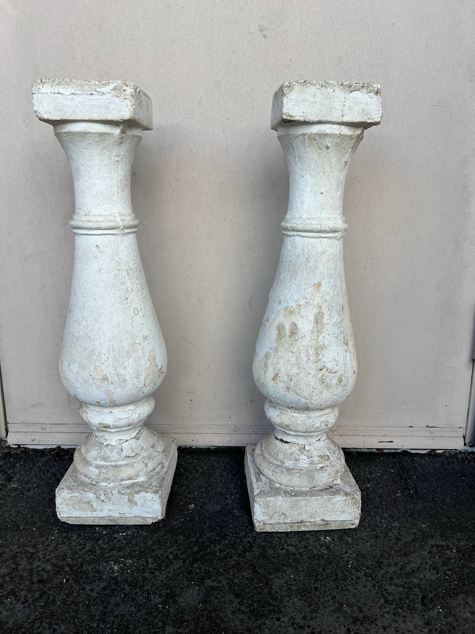 Vintage Painted Concrete Pedestals- Pair -Two - 4