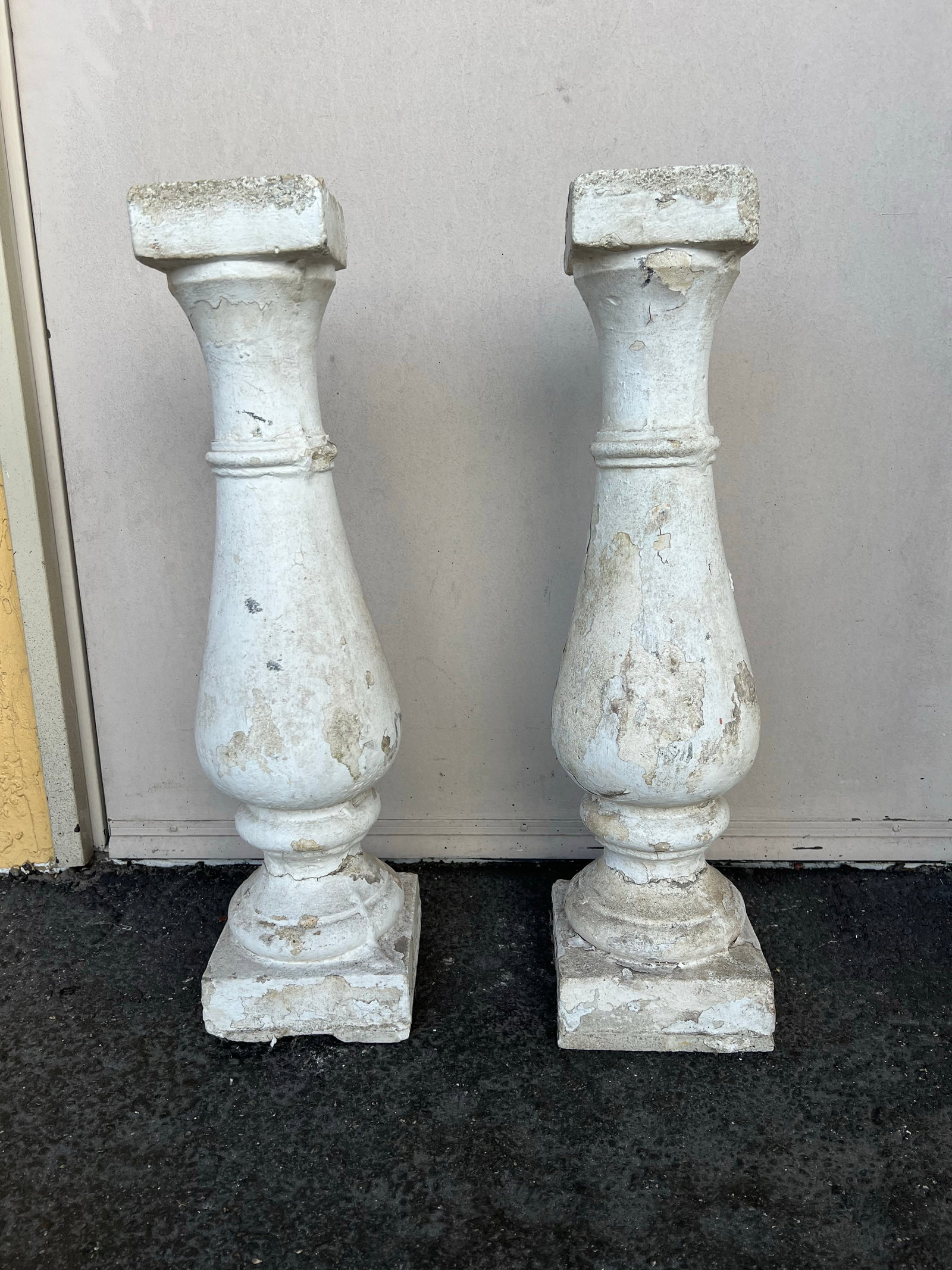Vintage Painted Concrete Pedestals- Pair -Two - 7