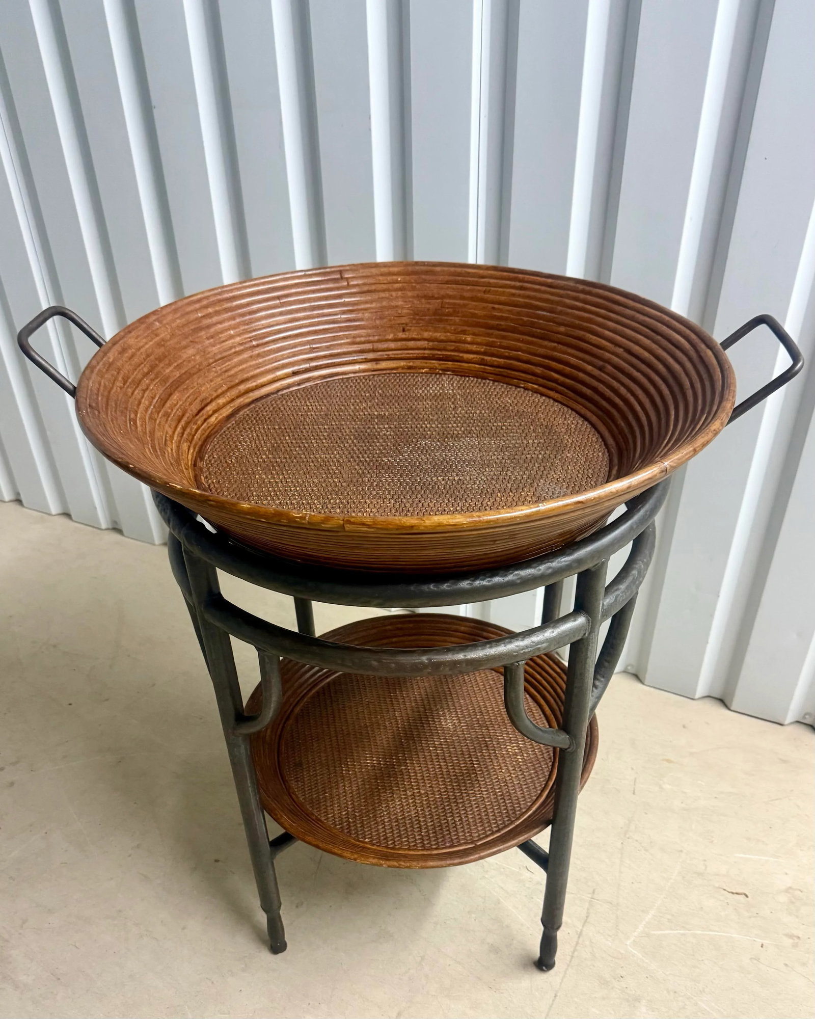 Vintage Gabriella Crespi Style Split Reed Rattan Tray Table - 2