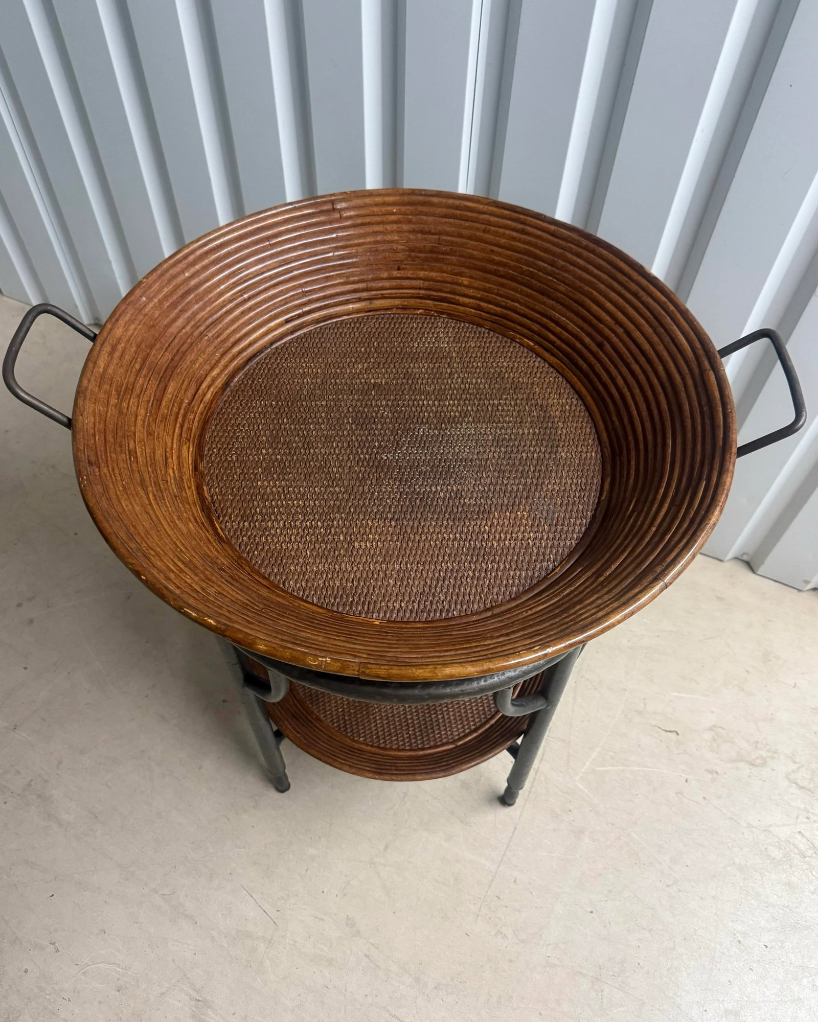 Vintage Gabriella Crespi Style Split Reed Rattan Tray Table - 5