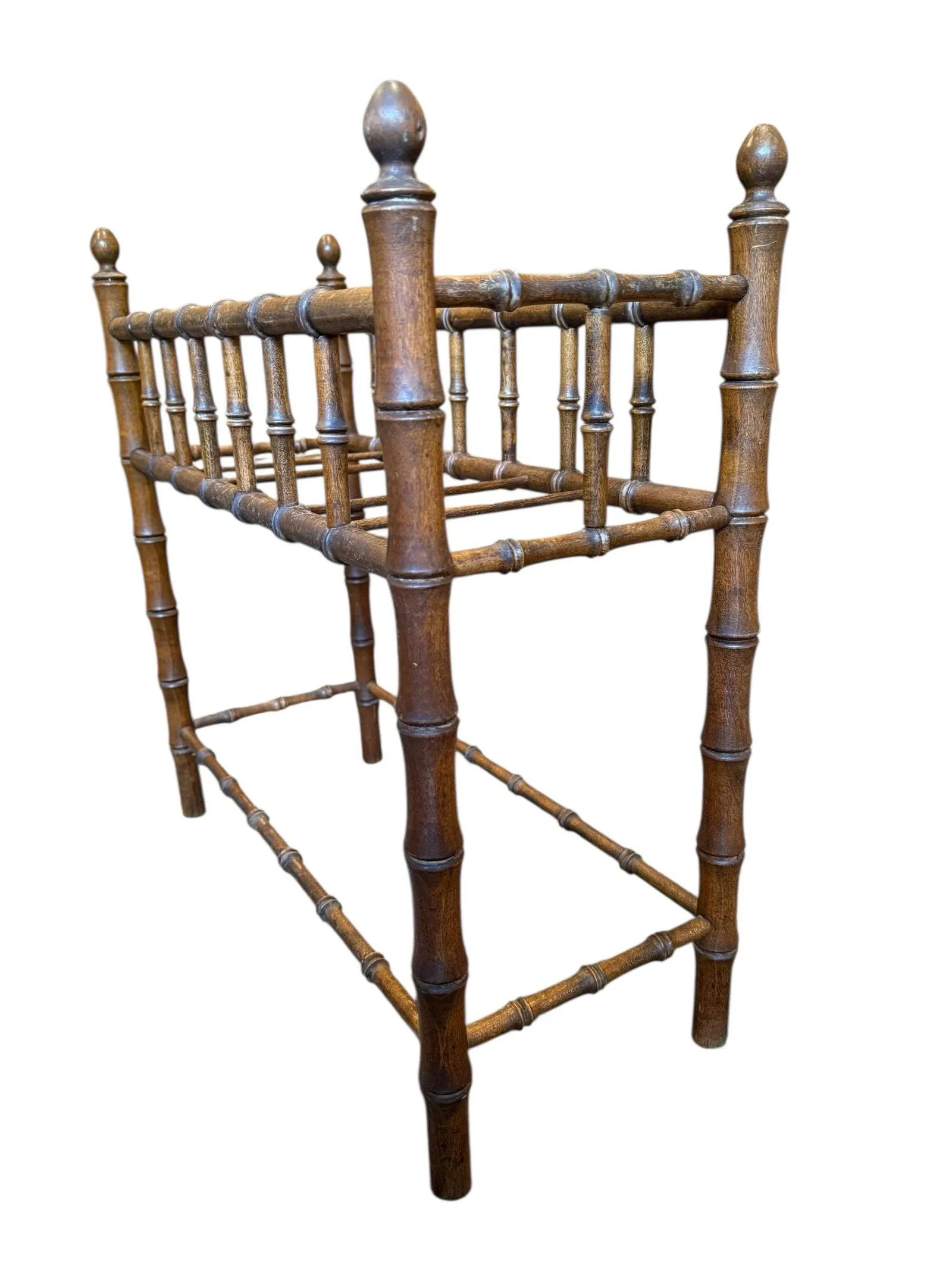Vintage Faux Bamboo Maple Wood Plant Stand - 4