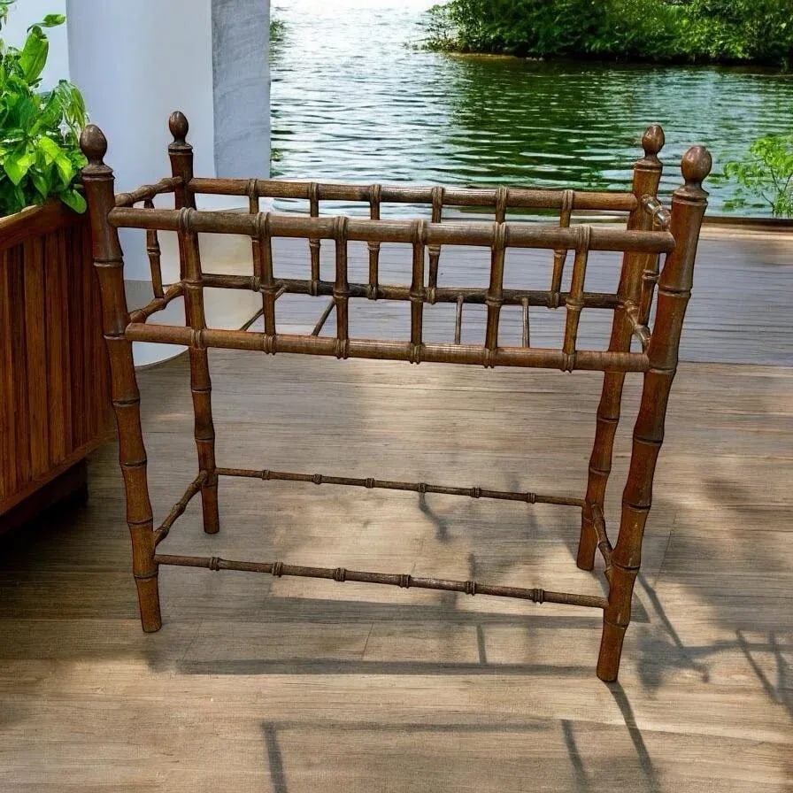 Vintage Faux Bamboo Maple Wood Plant Stand - 5