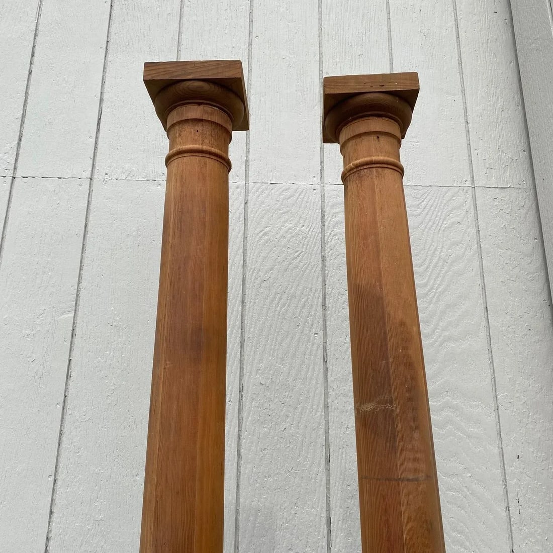 Antique 19th Century Architectural Doric Turned Wooden Columns -a Pair - 5