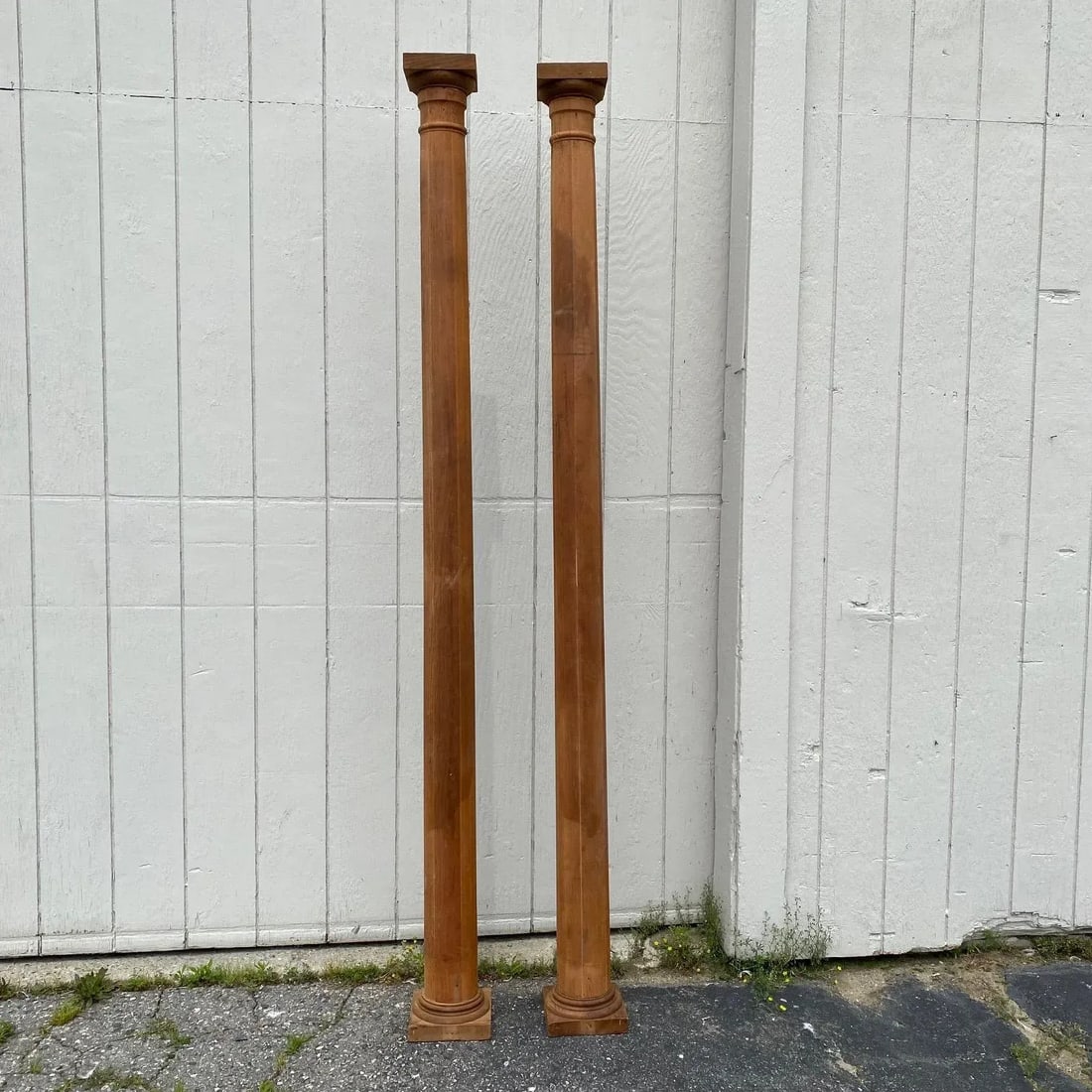 Antique 19th Century Architectural Doric Turned Wooden Columns -a Pair - 8