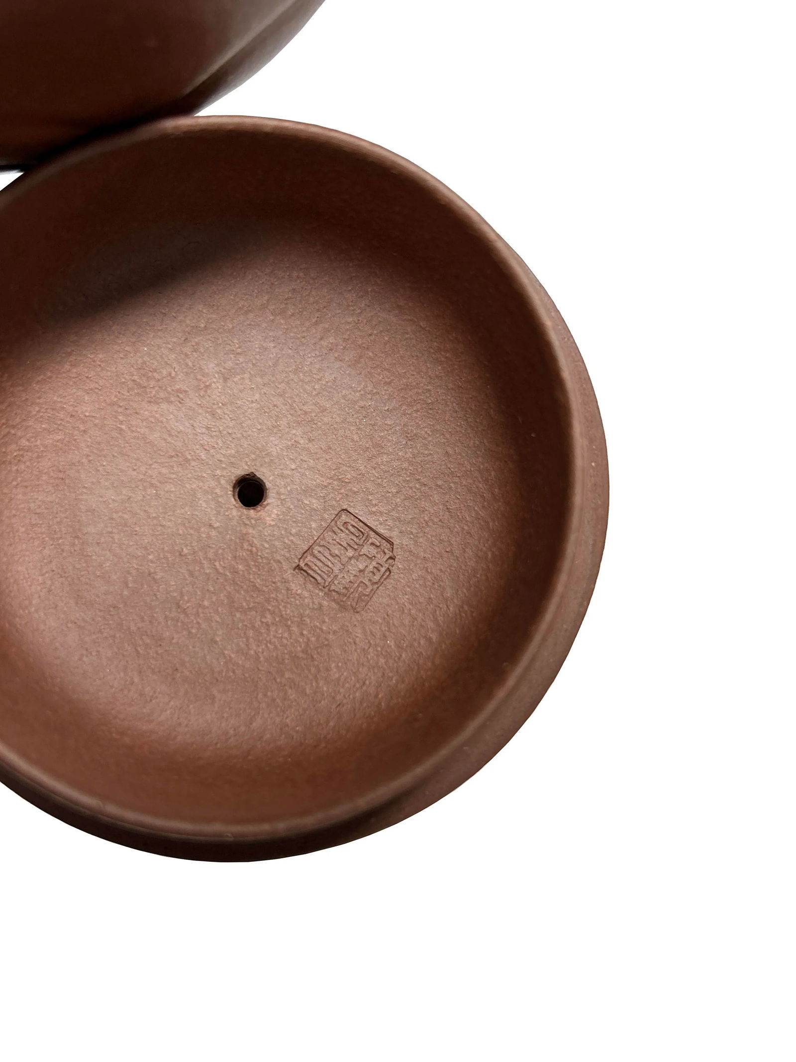 Vintage Brown Round Heart Shape Scroll Pattern Zisha Clay Teapot Art Display - 2