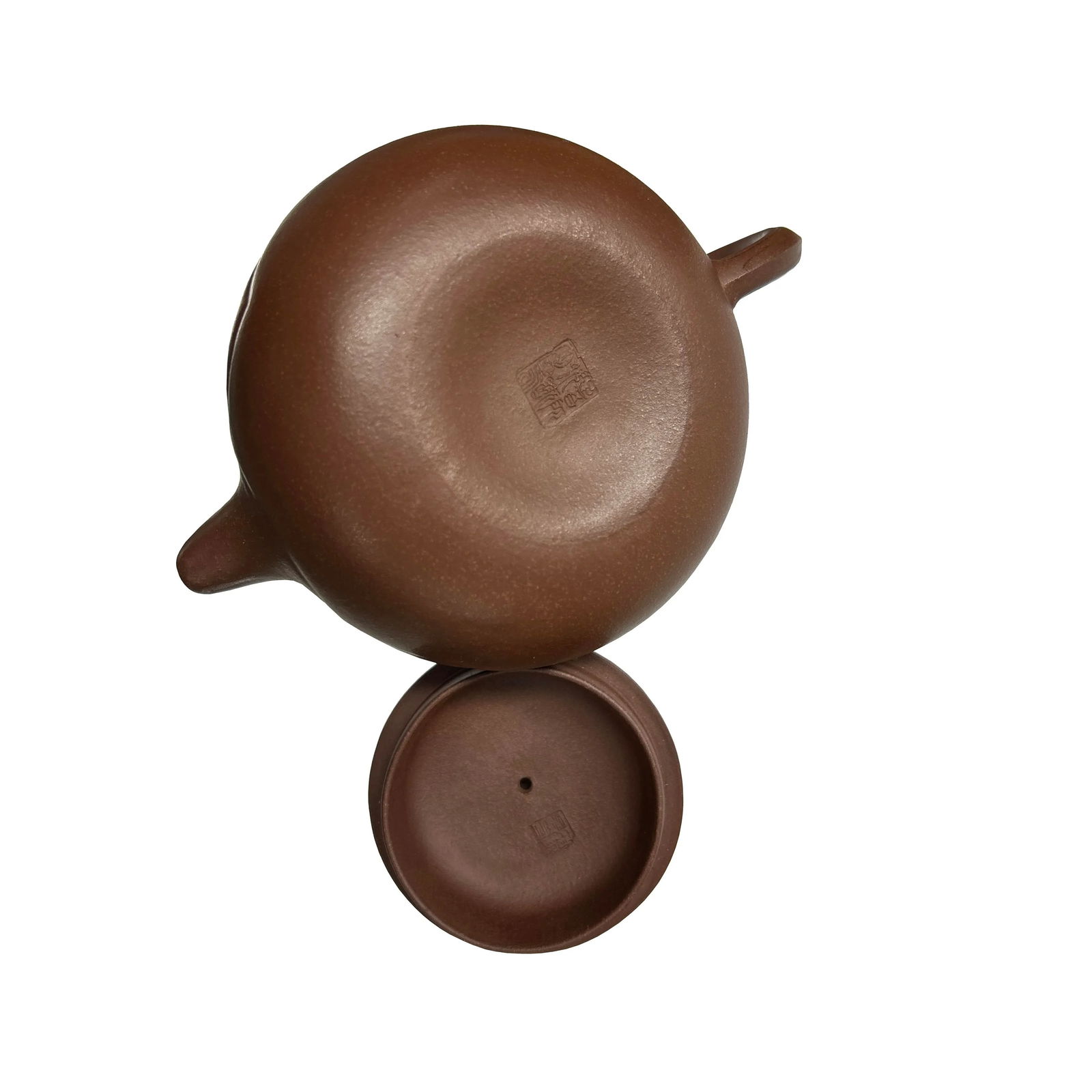 Vintage Brown Round Heart Shape Scroll Pattern Zisha Clay Teapot Art Display - 6