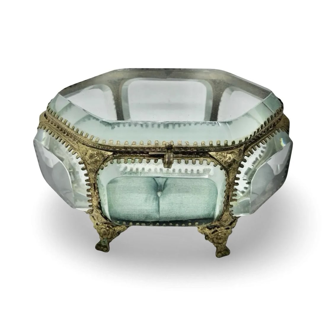 The Paris Apartment Antique 19th Century French Palais Royal Beveled Glass Jewelry Box, Original Tuf - 2