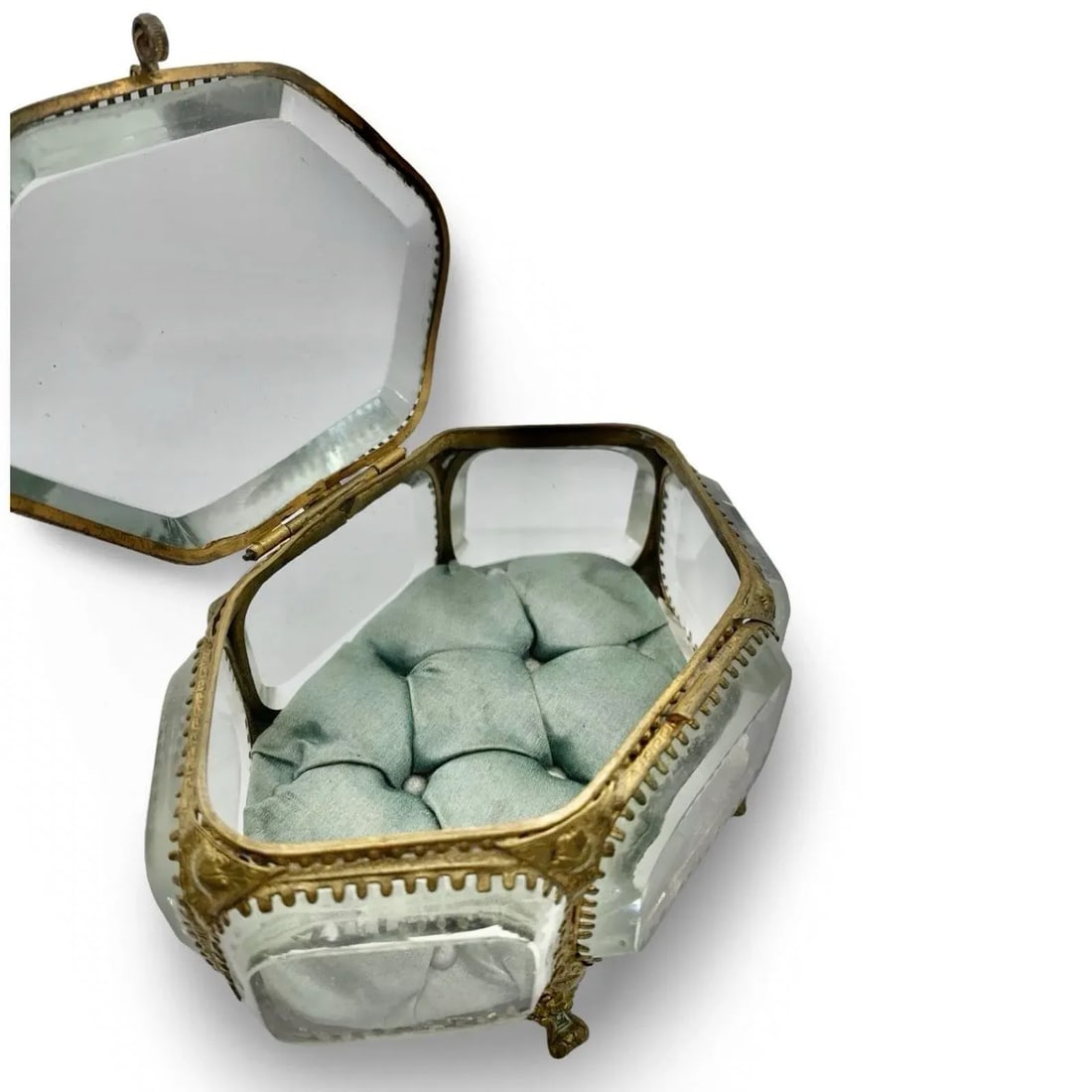 The Paris Apartment Antique 19th Century French Palais Royal Beveled Glass Jewelry Box, Original Tuf - 4