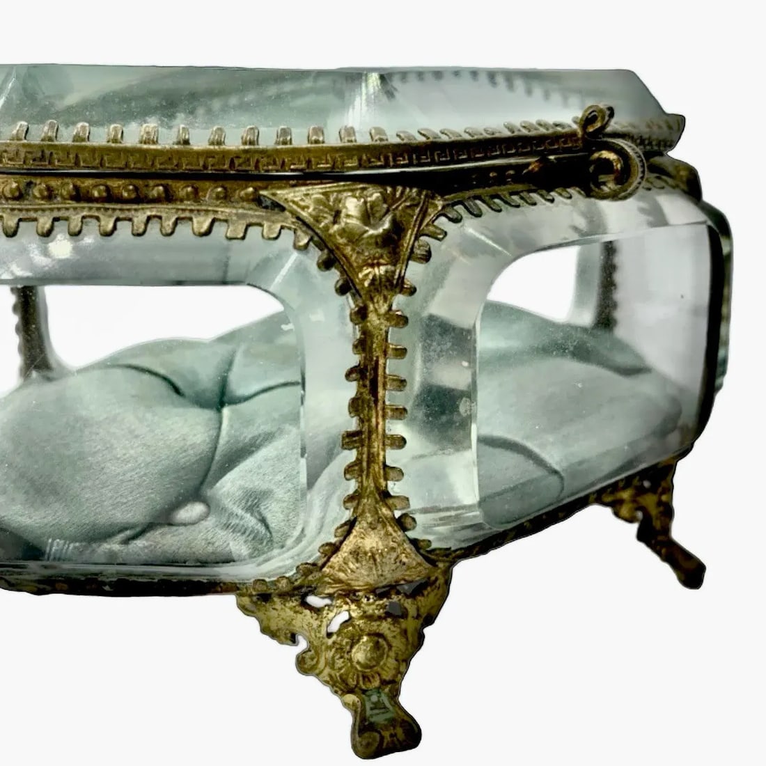 The Paris Apartment Antique 19th Century French Palais Royal Beveled Glass Jewelry Box, Original Tuf - 6
