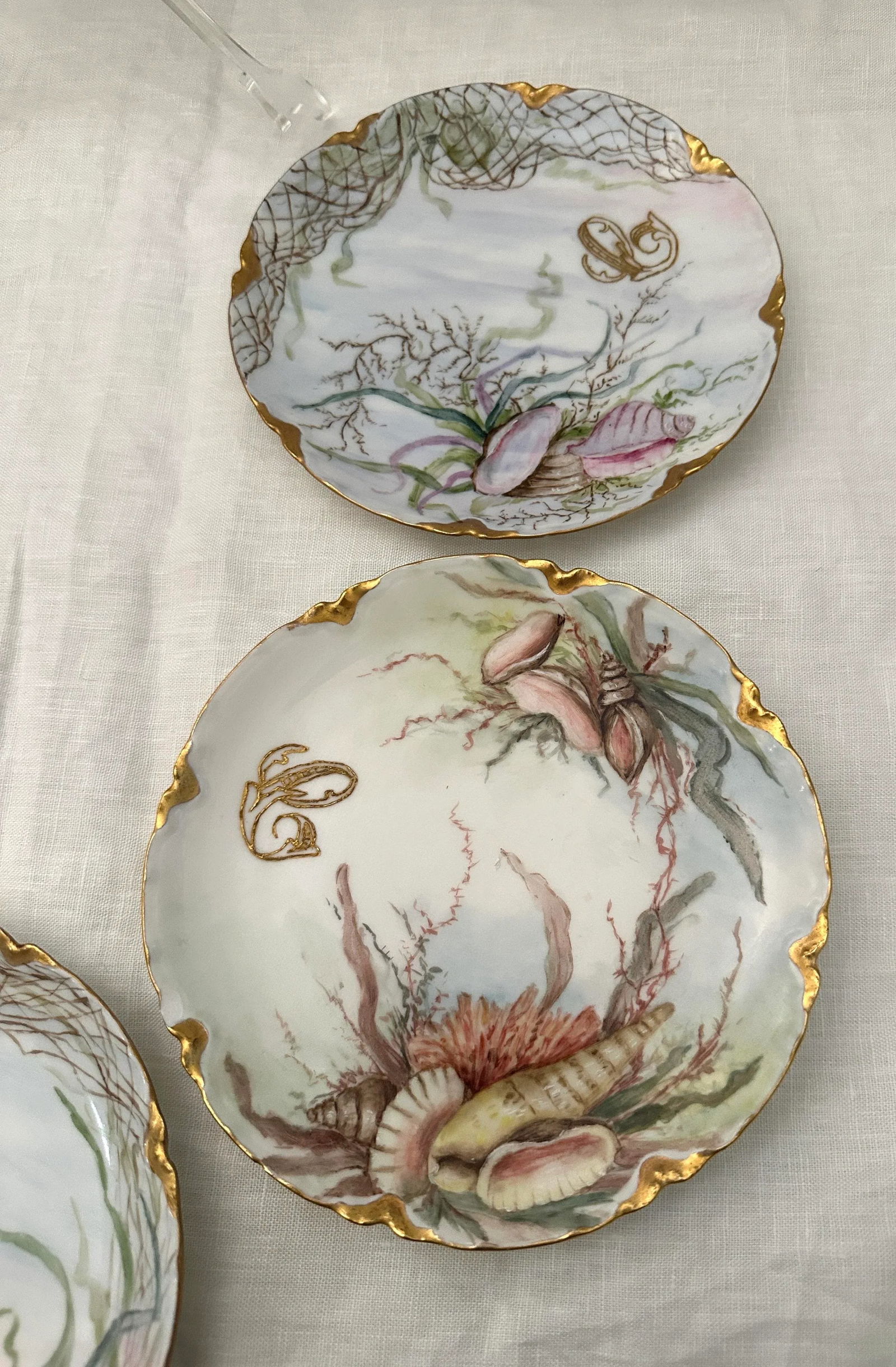 6 Pc Porcelain Seafood Service by Haviland Limoges Circa. 1890 - 5