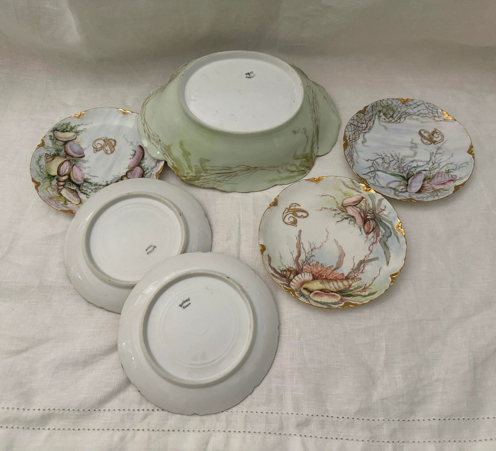 6 Pc Porcelain Seafood Service by Haviland Limoges Circa. 1890 - 8