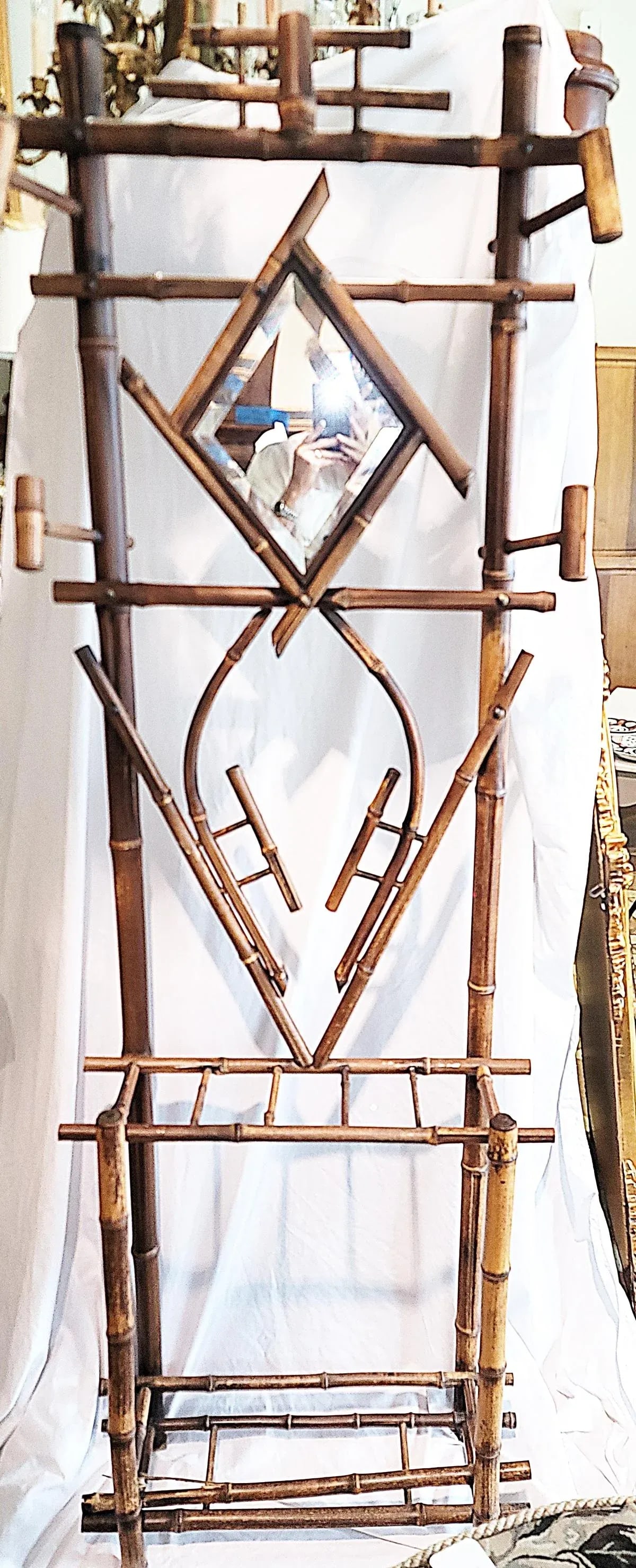 1910s French Burnt Bamboo Portemanteau Vestier Coat Rack - 3
