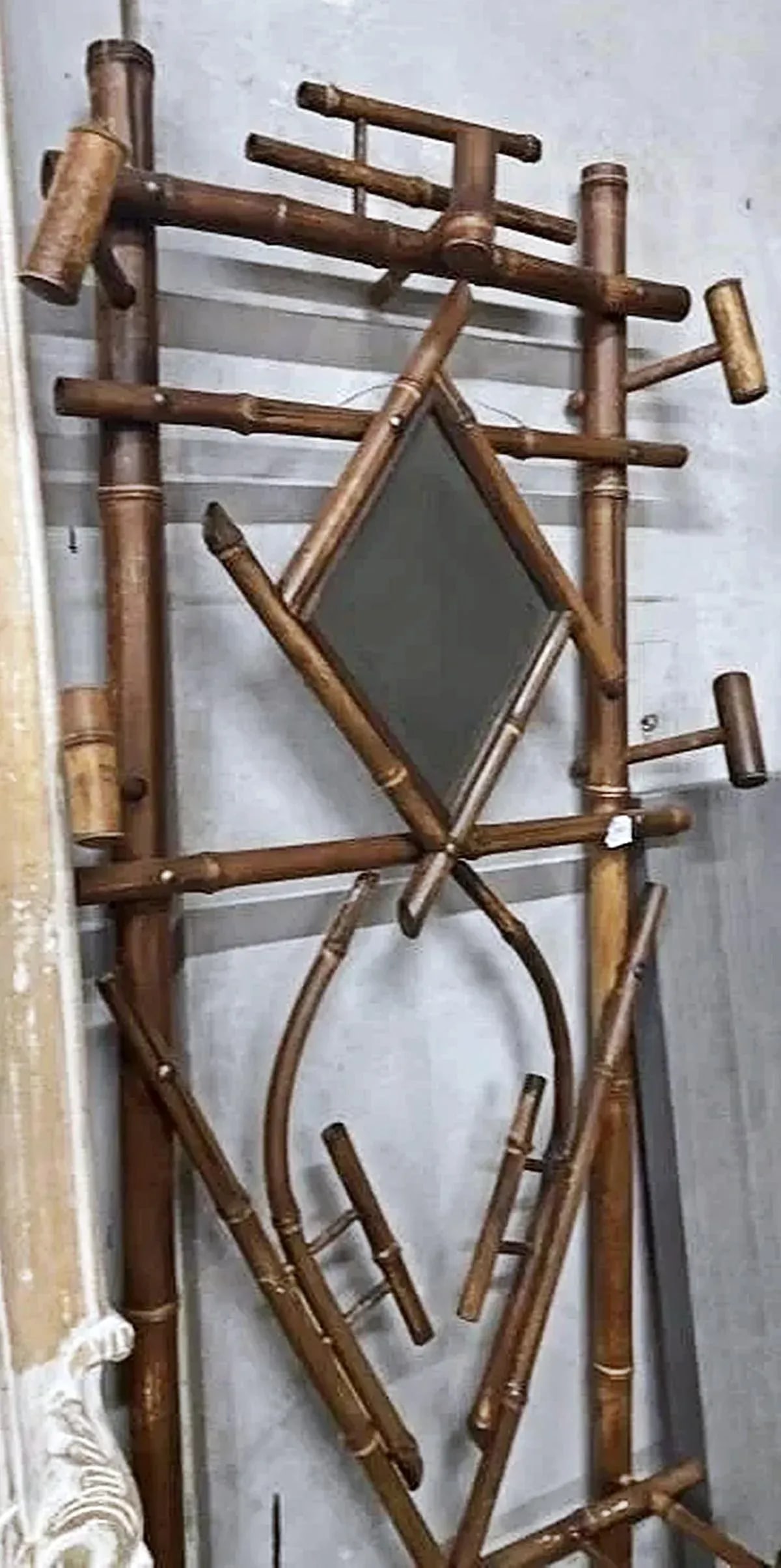 1910s French Burnt Bamboo Portemanteau Vestier Coat Rack - 5