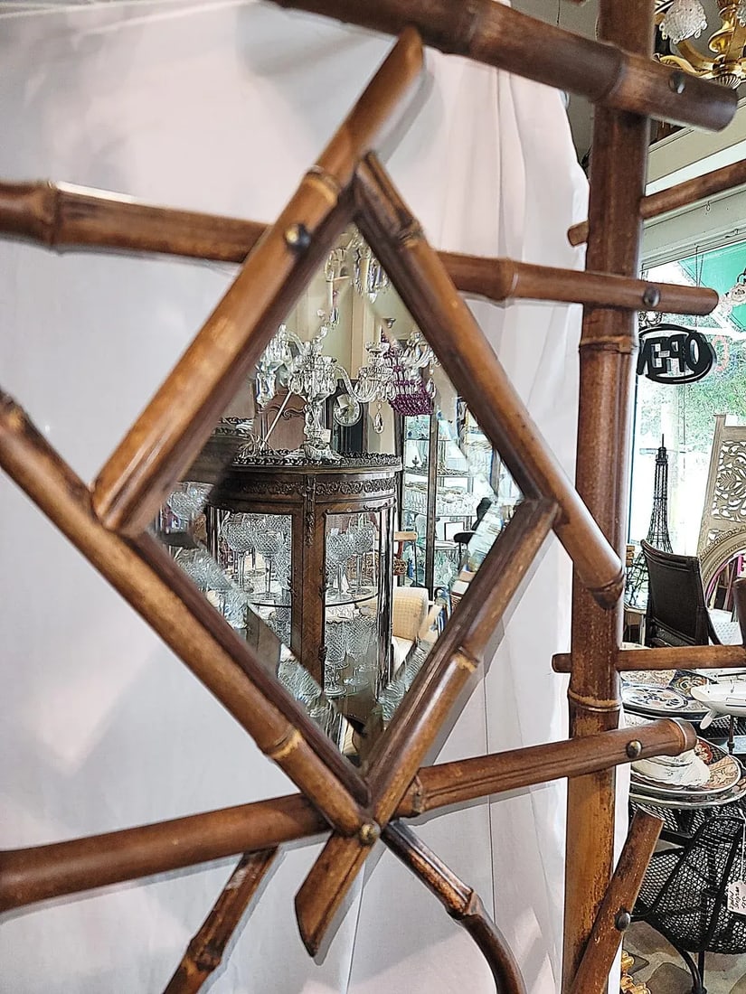 1910s French Burnt Bamboo Portemanteau Vestier Coat Rack - 9