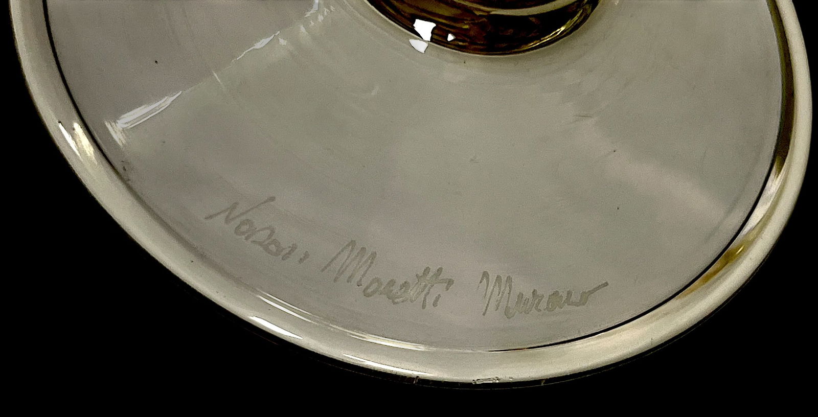 Vintage 1970s Signed Nason Moretti Murano Champagne Flutes With Grape Cluster Stems Gold Infused - A - 7