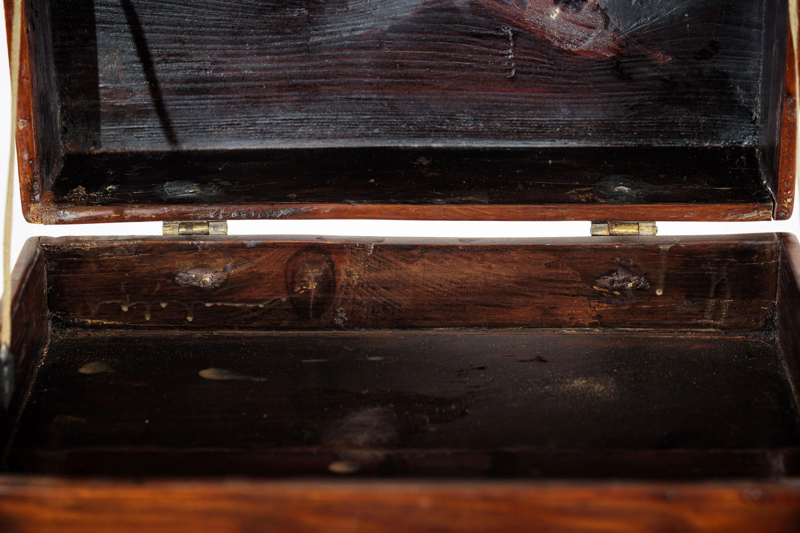 Antique Chinese Brown Lacquer Jewelry Dressing Case with Brass Hardware - 2