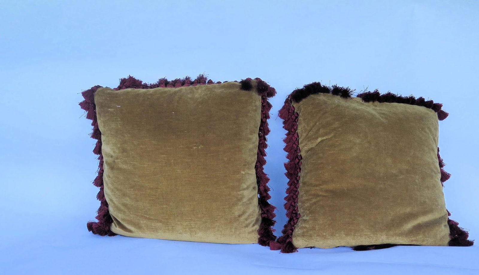 Vintage Silk Fabric Lattice Design Pillows - A Pair - 3