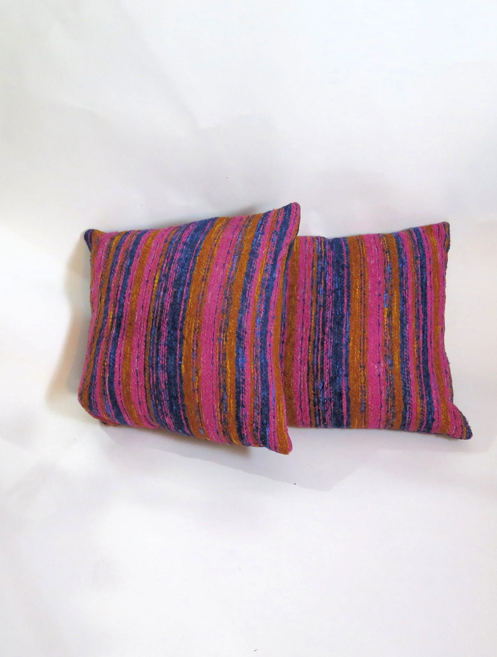 Mid 20th Century Hand Woven Cotton Multi-Color Pillows - A Pair - 4