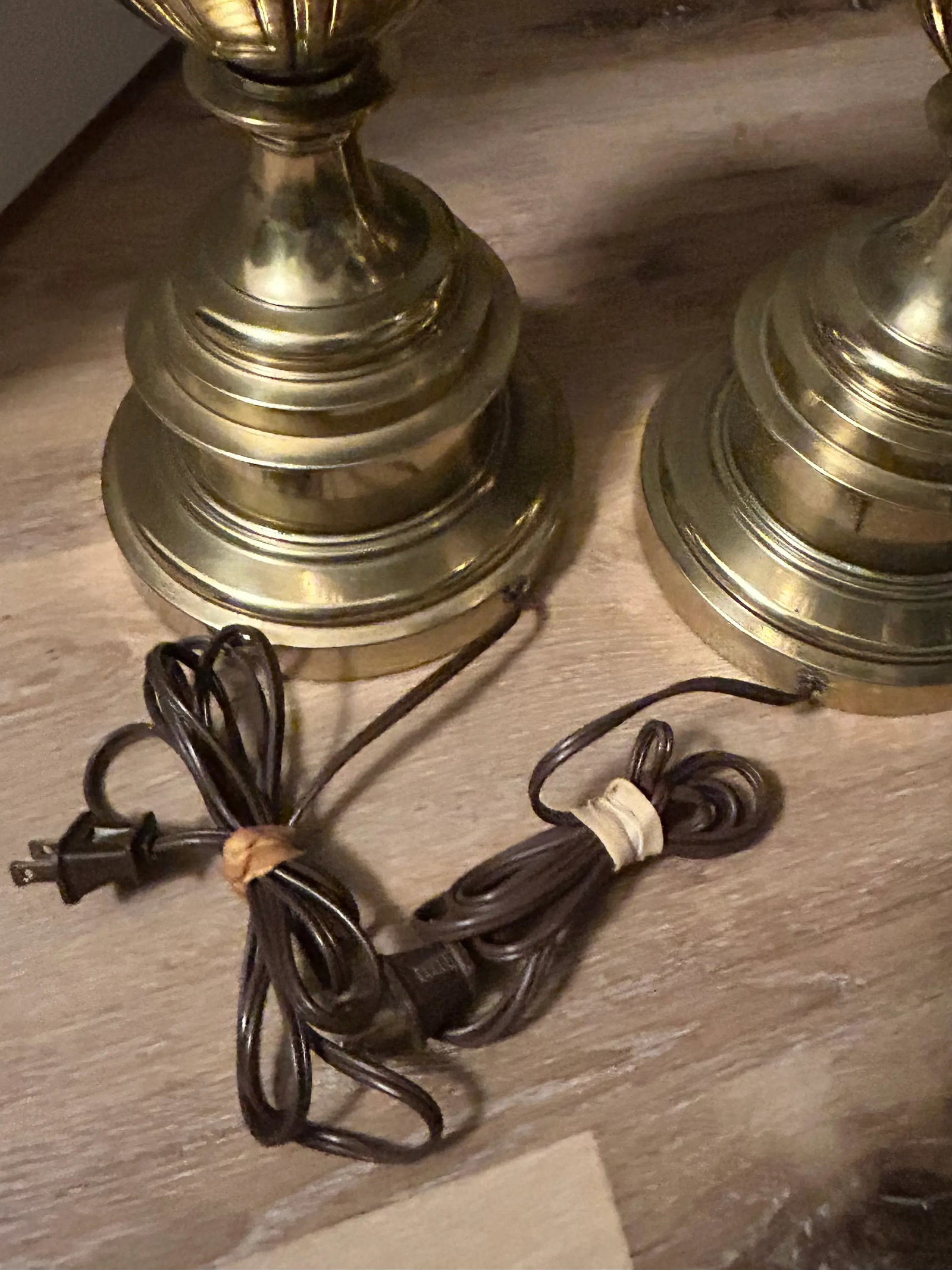 Vintage Stiffel Solid Brass Table Lamps Tulip Detail, a Pair - 11