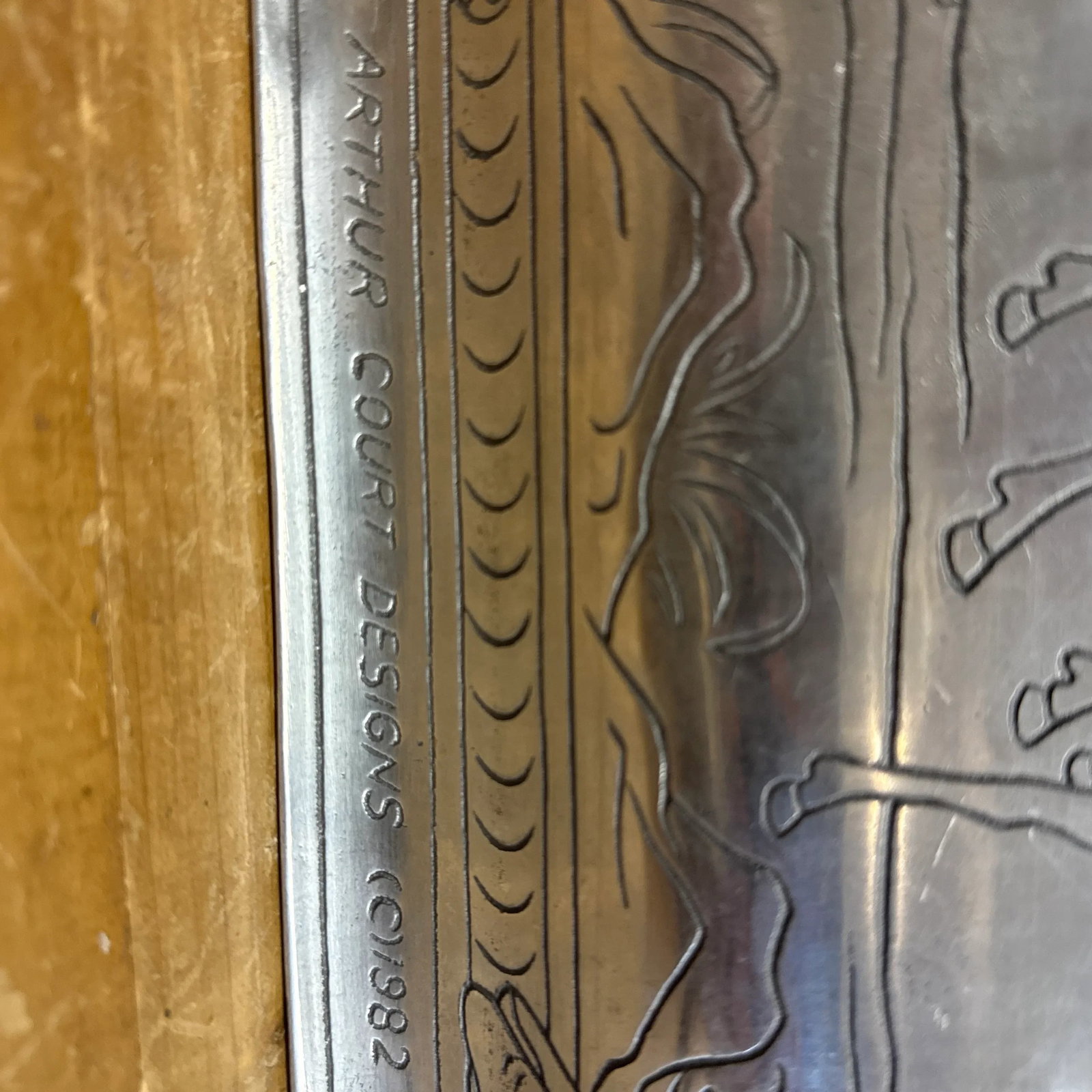 1980s Arthur Court Enchanted Forest Deer Lead Free Pewter Large Footed Tray - 4