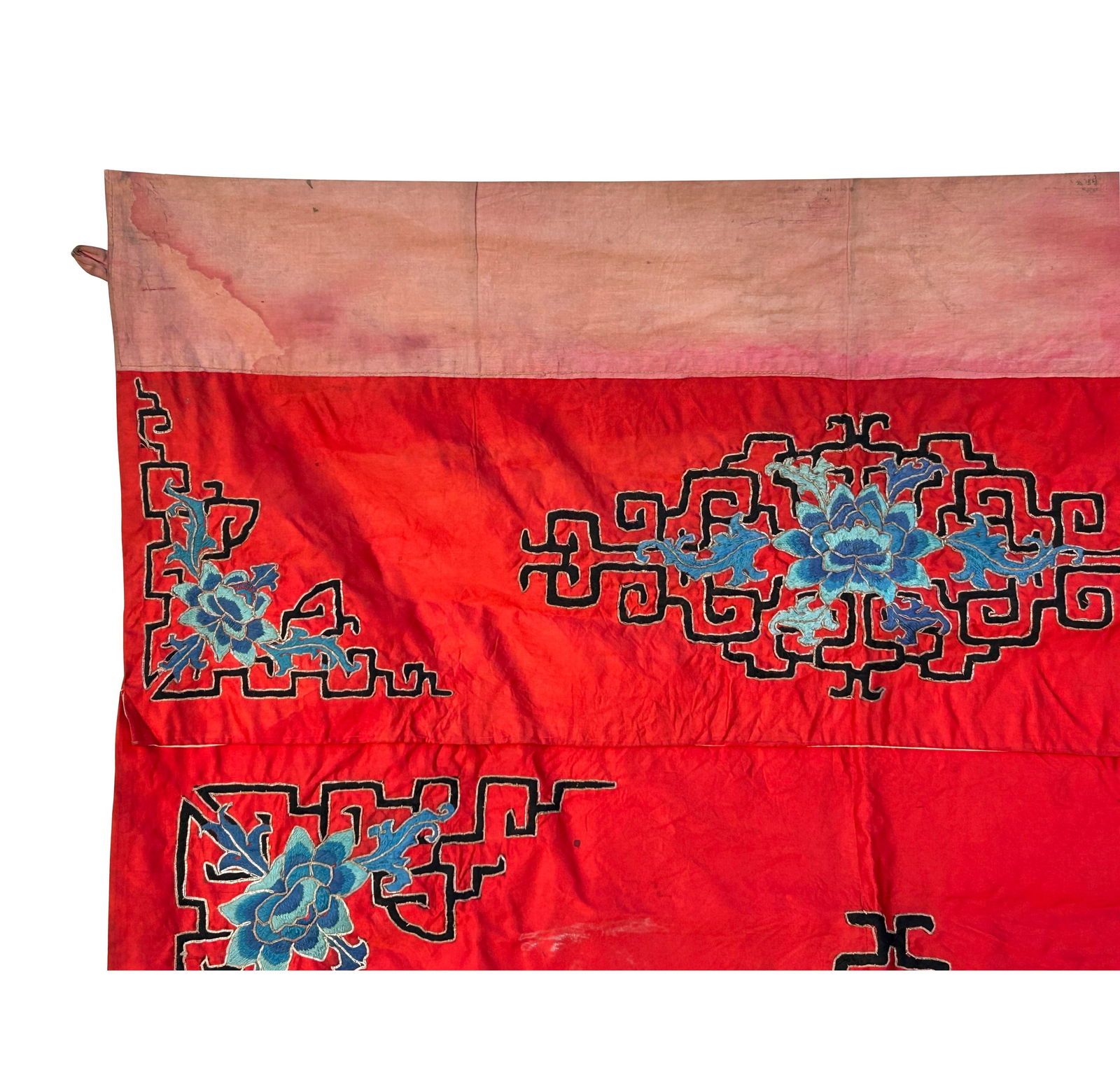 Vintage Chinese Red Silk Auspiciousness Embroidery Tapestry Art - 6