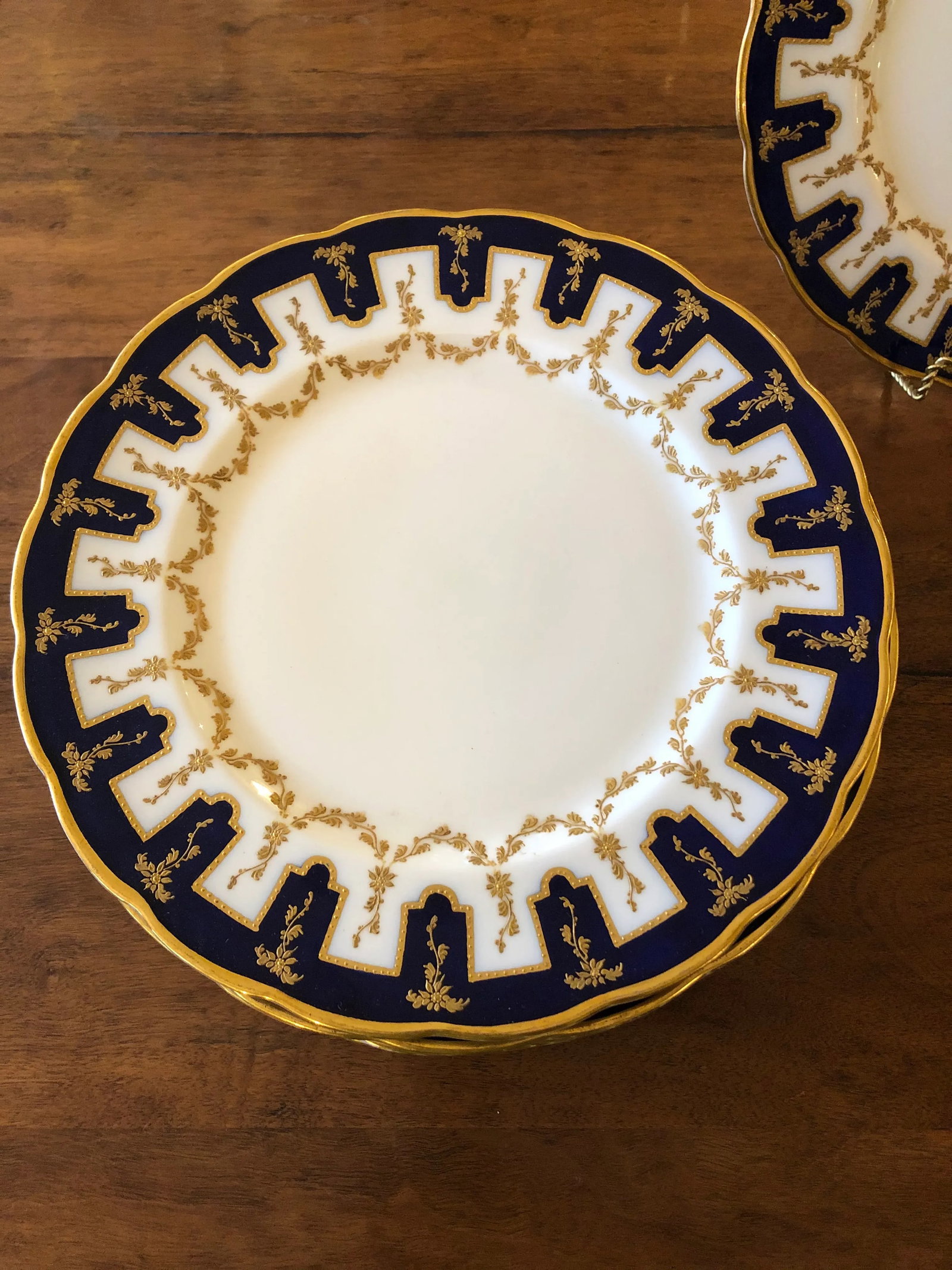 Antique Ovington Brothers English Porcelain Dinner Plates -Set of 12 - 2