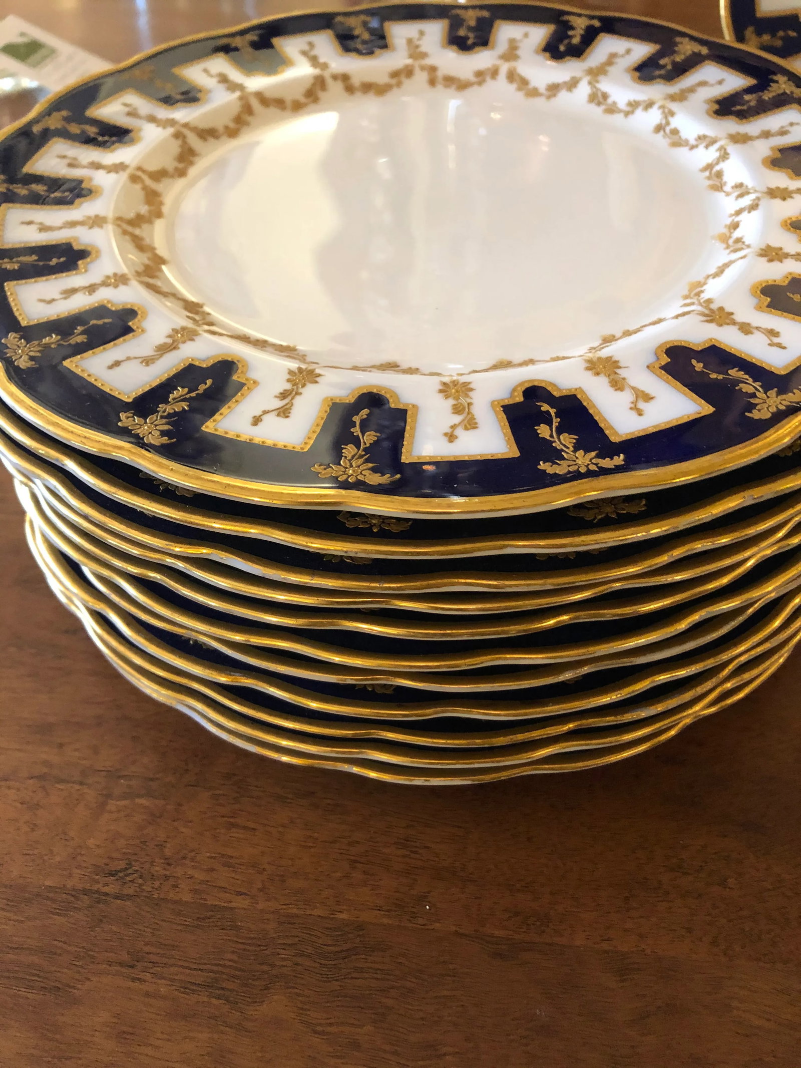 Antique Ovington Brothers English Porcelain Dinner Plates -Set of 12 - 3