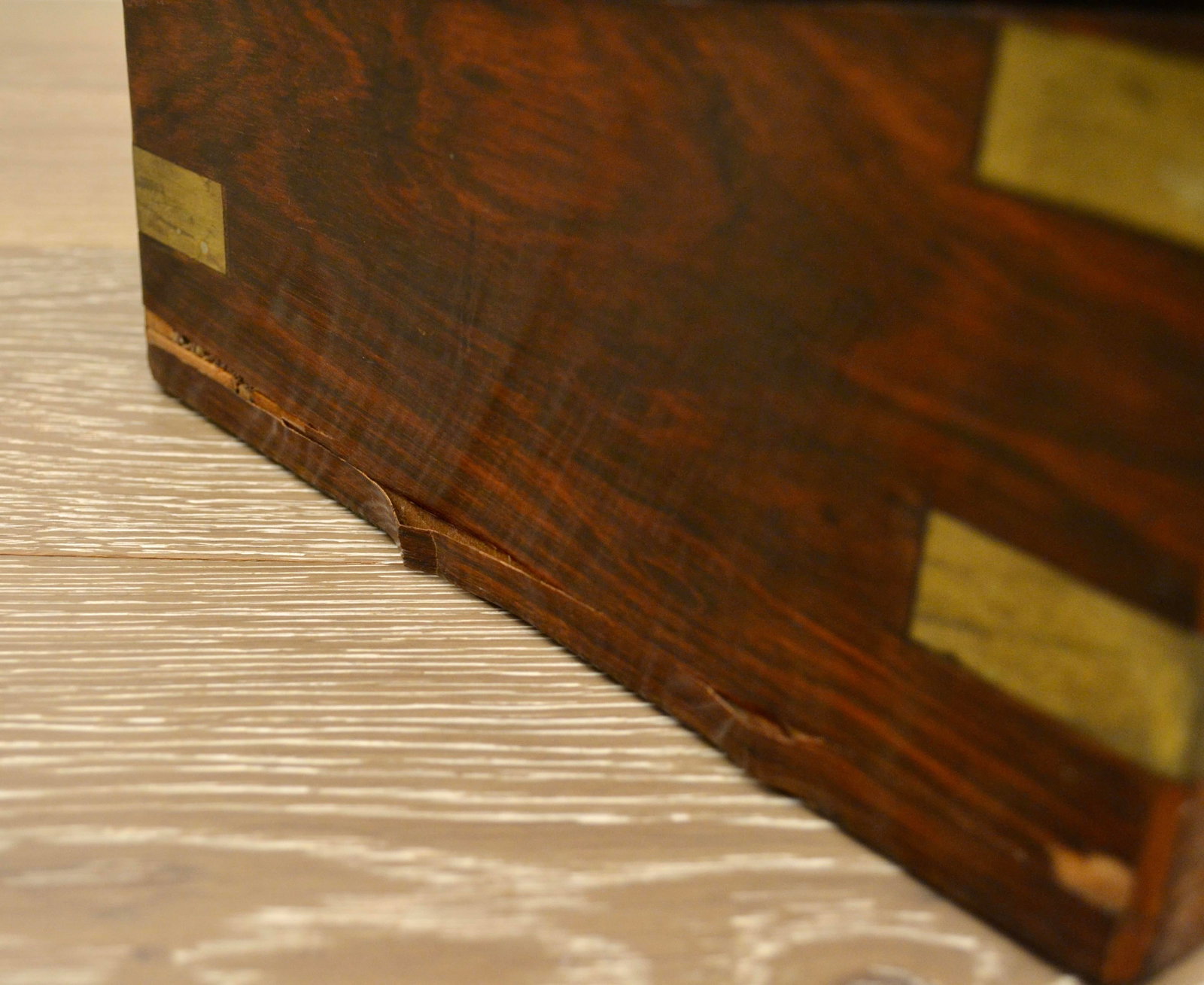 Antique 19th Century Mahogany and Brass Box With Marbleized Paper Interior - 4