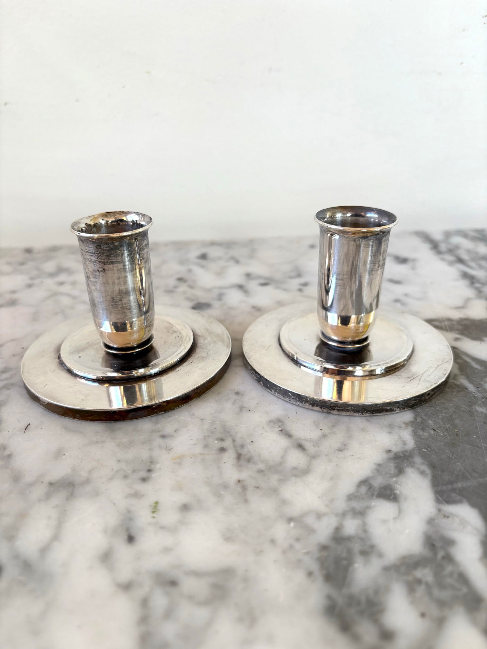 Vintage 1940s Georg Jensen 748 Sterling Silver Art Deco Candlesticks - 2