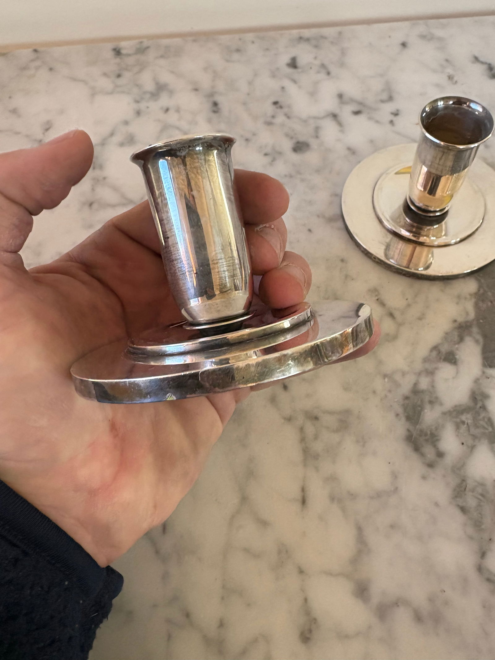 Vintage 1940s Georg Jensen 748 Sterling Silver Art Deco Candlesticks - 5