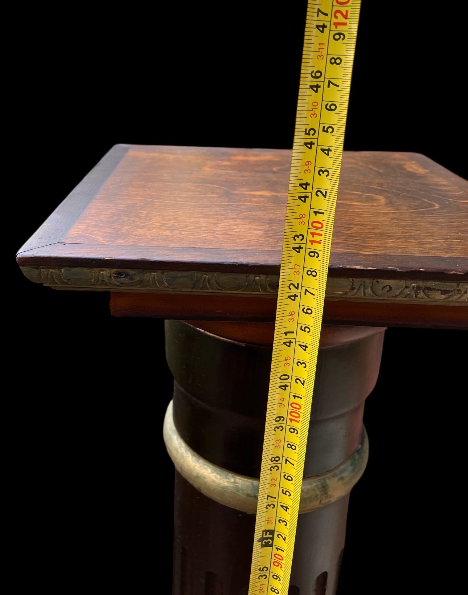 Vintage Classical Revival Fluted Wooden Column Pedestals With Gold Gilding 42.5" X 12" - 7