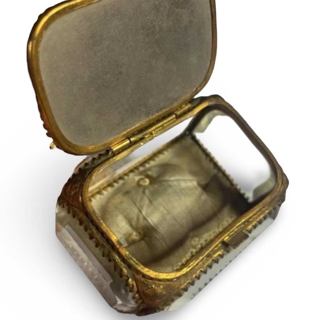 La Madeleine Scene Antique Paris Souvenir Glass Jewelry Box Casket, C. 1900 - 3