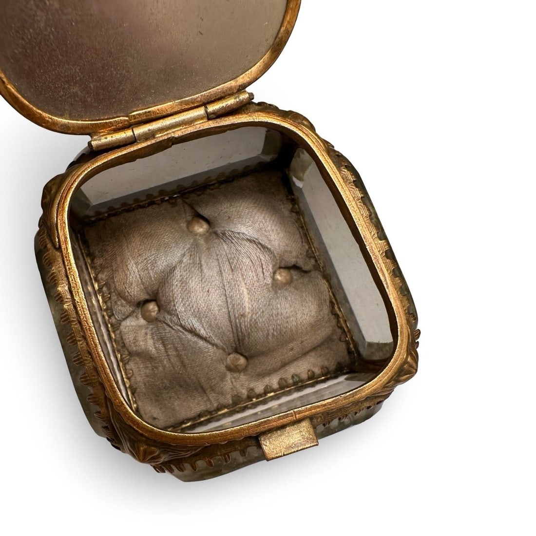 1900 Antique Paris Exposition Ormolu, Beveled Glass Souvenir Jewelry Box, Belle Époque French - 7