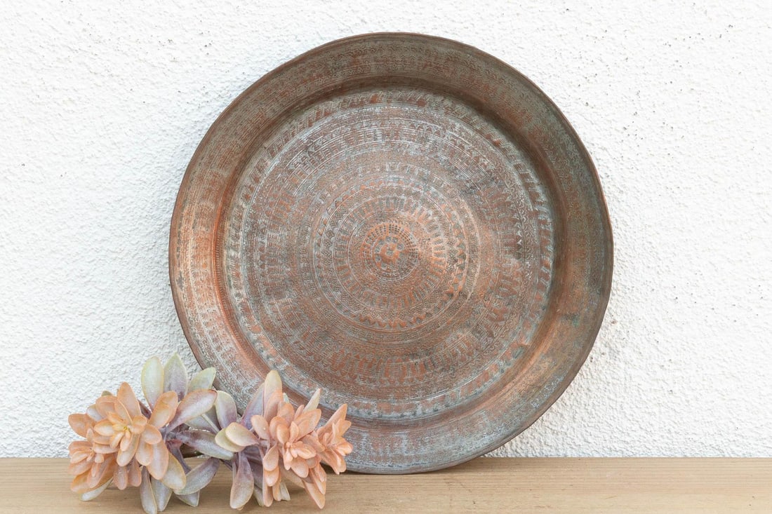 Tribal Mandala Tinned Copper Tray - 2