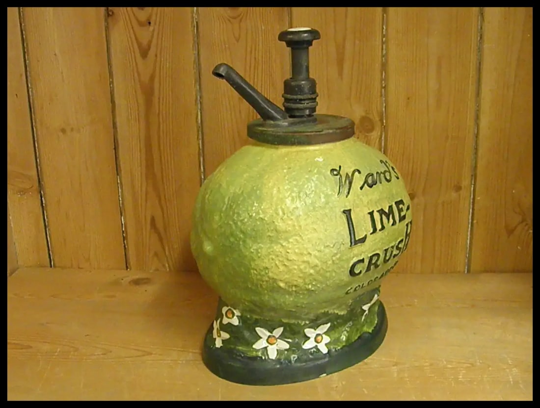 Rare 1910-20s WardÂ’s Lime Crush Syrup Dispenser - 11