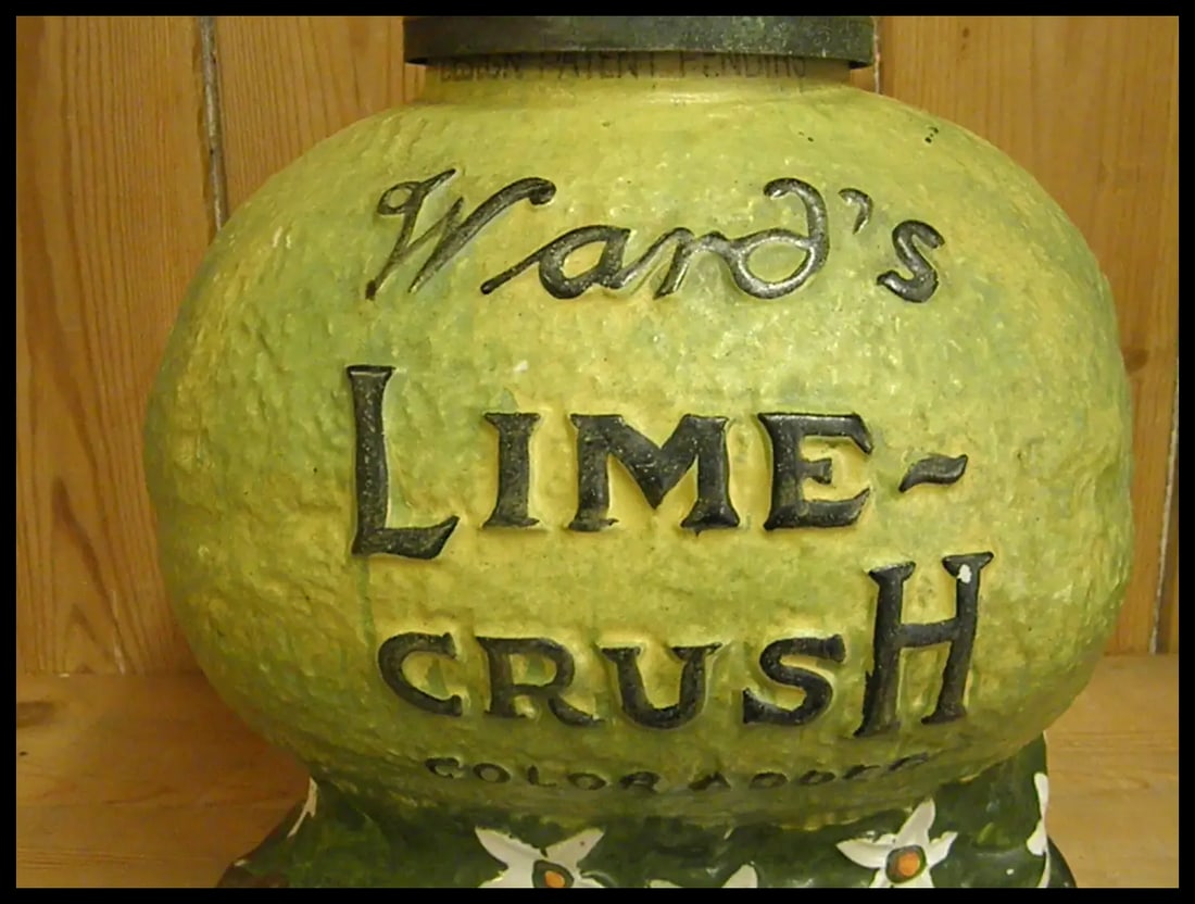 Rare 1910-20s WardÂ’s Lime Crush Syrup Dispenser - 3