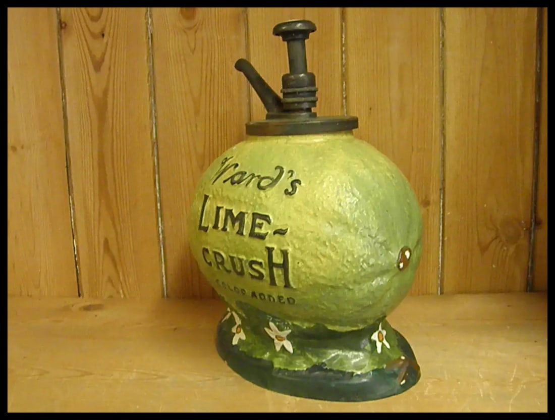 Rare 1910-20s WardÂ’s Lime Crush Syrup Dispenser - 6