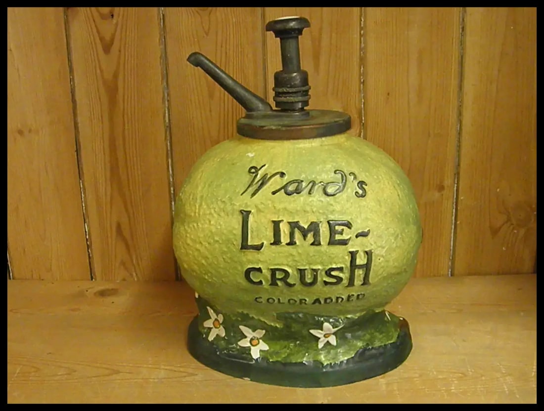 Rare 1910-20s WardÂ’s Lime Crush Syrup Dispenser - 7