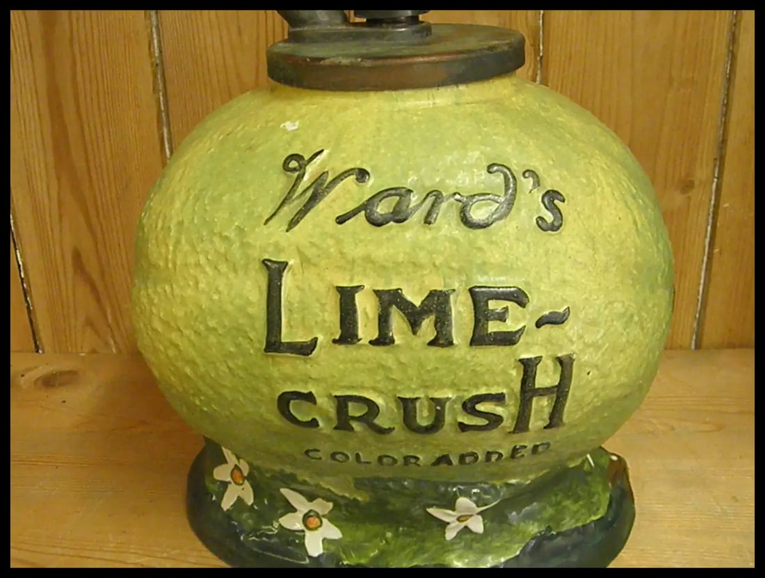 Rare 1910-20s WardÂ’s Lime Crush Syrup Dispenser - 9
