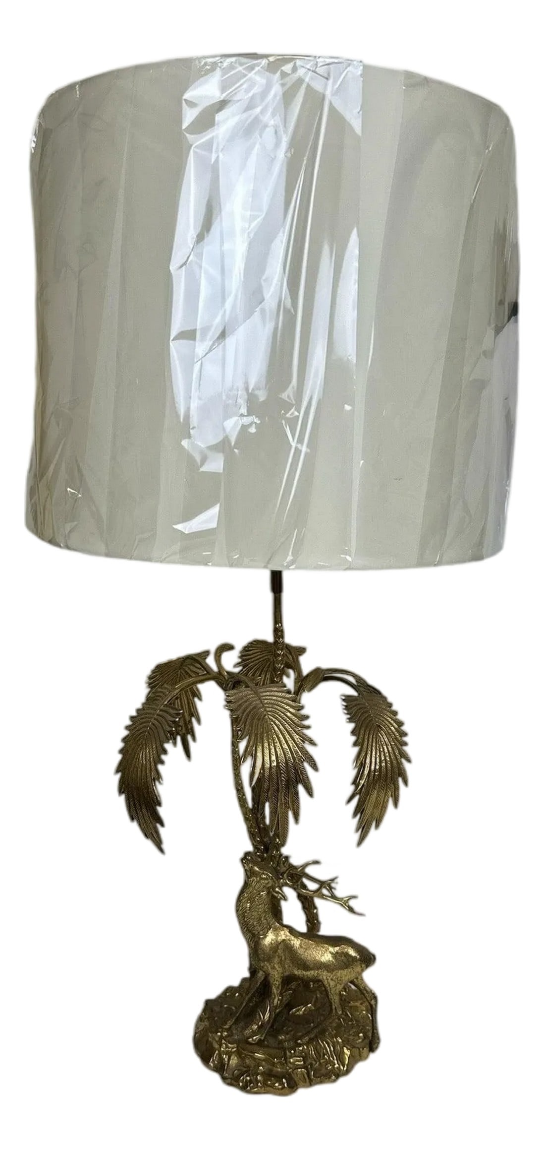 Spanish Valenti Bronze Stag Lamp: Spanish bronze 1970's lamp by Valenti with stag. Newly rewired with new shade 16"dia x 31"h 45-233 Condition: Alterations: Original Condition Unaltered Imperfections: Some Imperfections