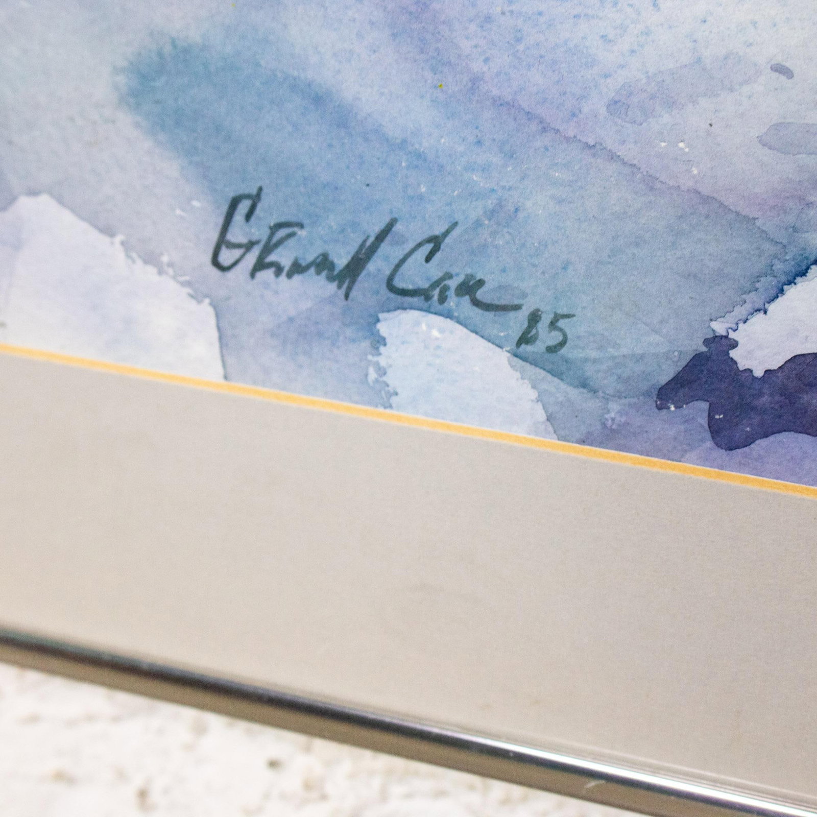 1985 Watercolor Winter Farm Landscape Signed by G. Russell Case Framed - 3