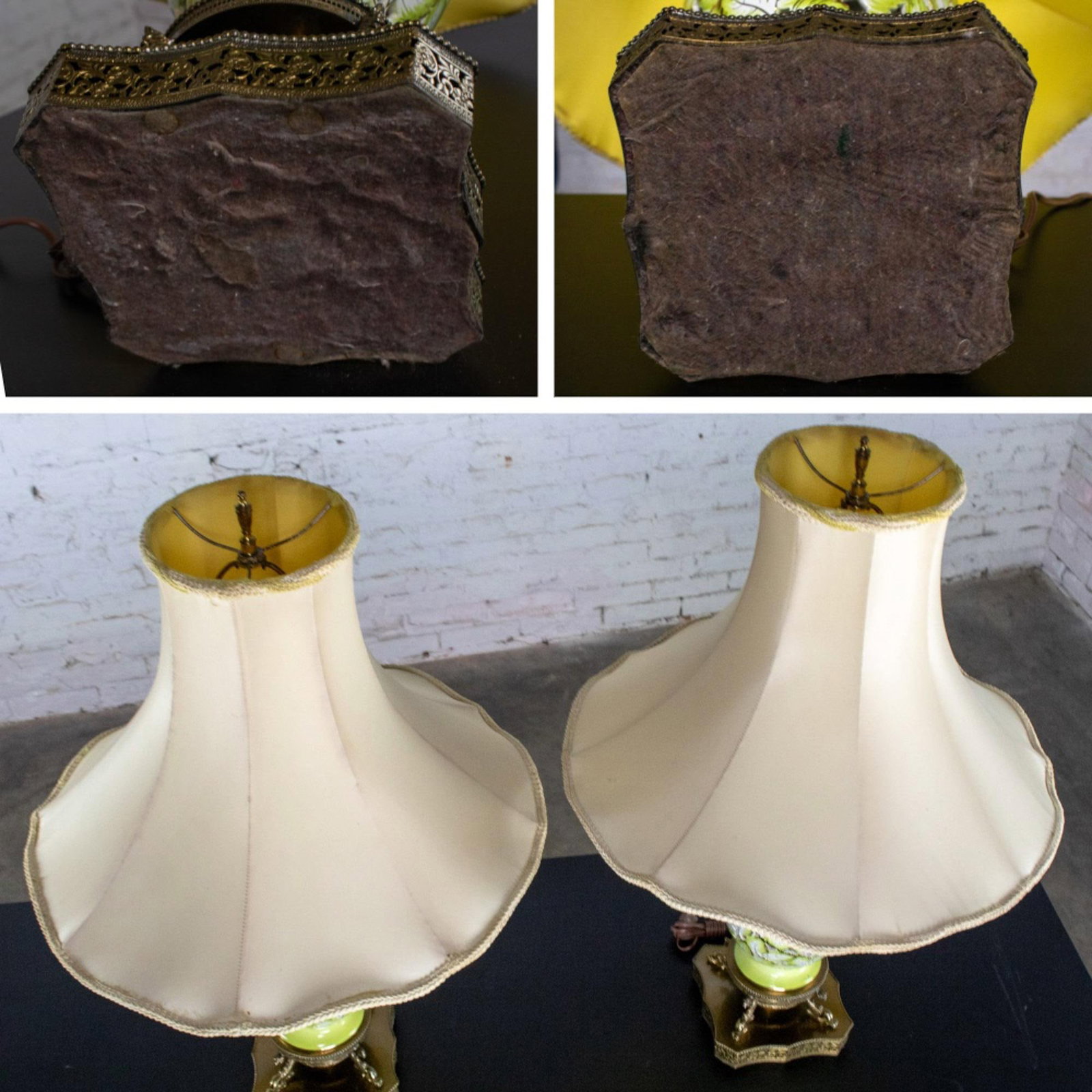 Mid-20th Century Italian Pair of Pierced Majolica Lamps Urn Shaped W/Filigree Bases by Cantagalli Po - 10