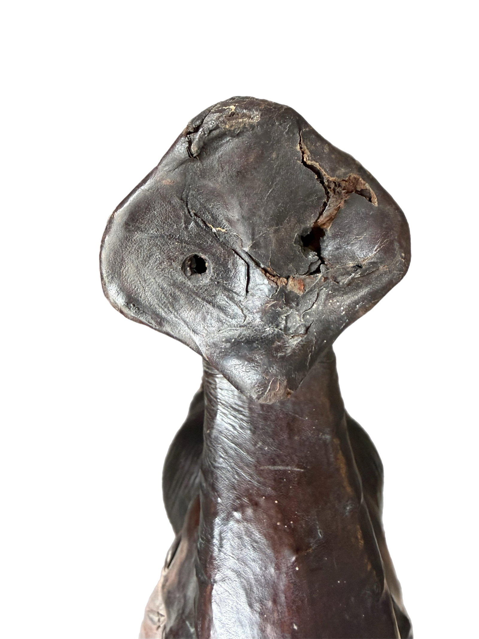 Monumental 47" Vintage Leather Elephant Sculpture – Distressed - 9