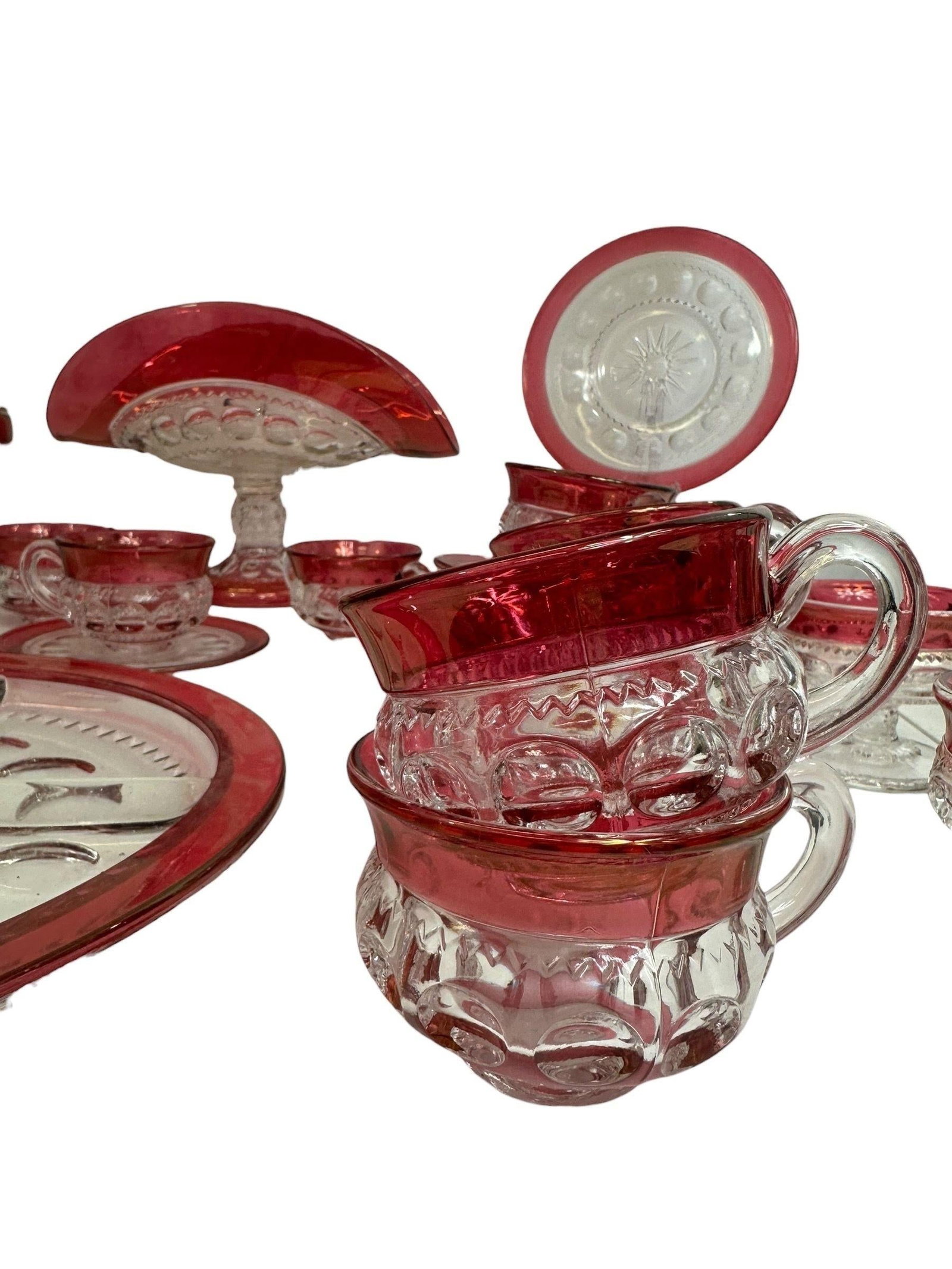 Vintage Tiffin Kings Crown Thumbprint Tea Set for 10 With Extras - 44 Pieces - 15