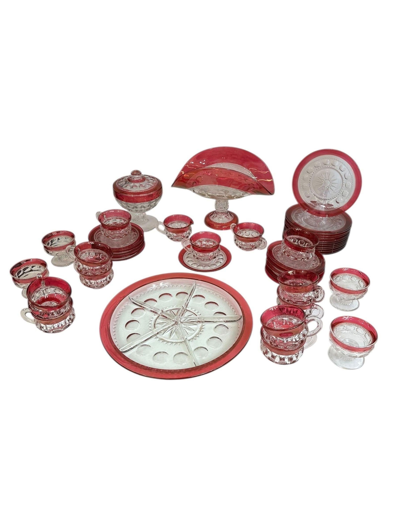 Vintage Tiffin Kings Crown Thumbprint Tea Set for 10 With Extras - 44 Pieces - 4