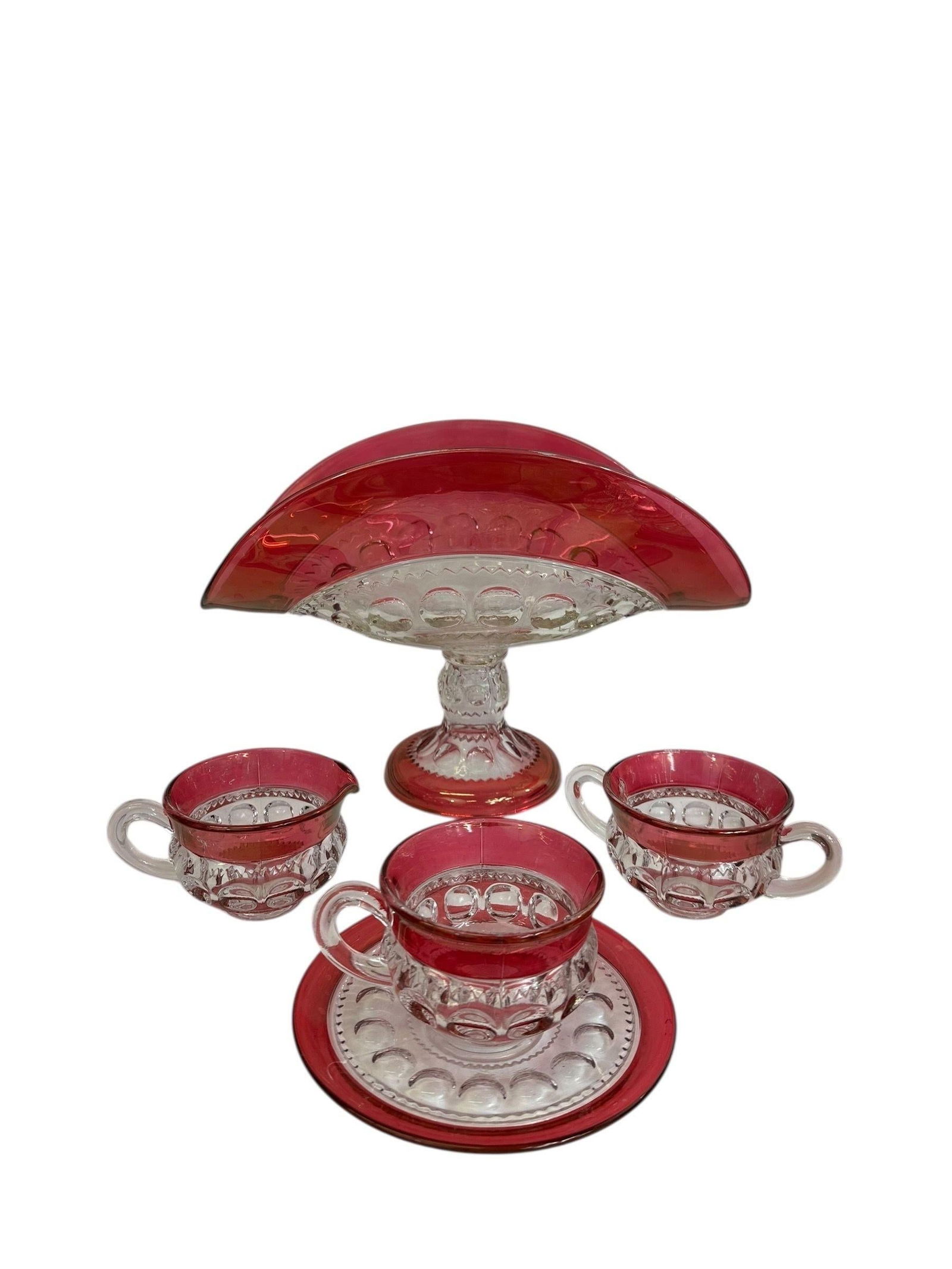 Vintage Tiffin Kings Crown Thumbprint Tea Set for 10 With Extras - 44 Pieces - 7