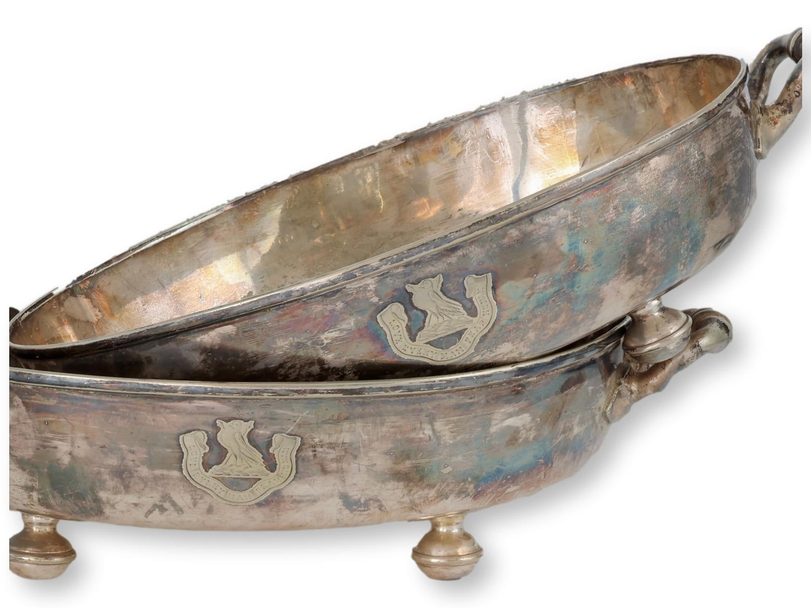 Antique English Elkington Crested Silverplate Serving Dishes, Circa 1850, a Pair - 8