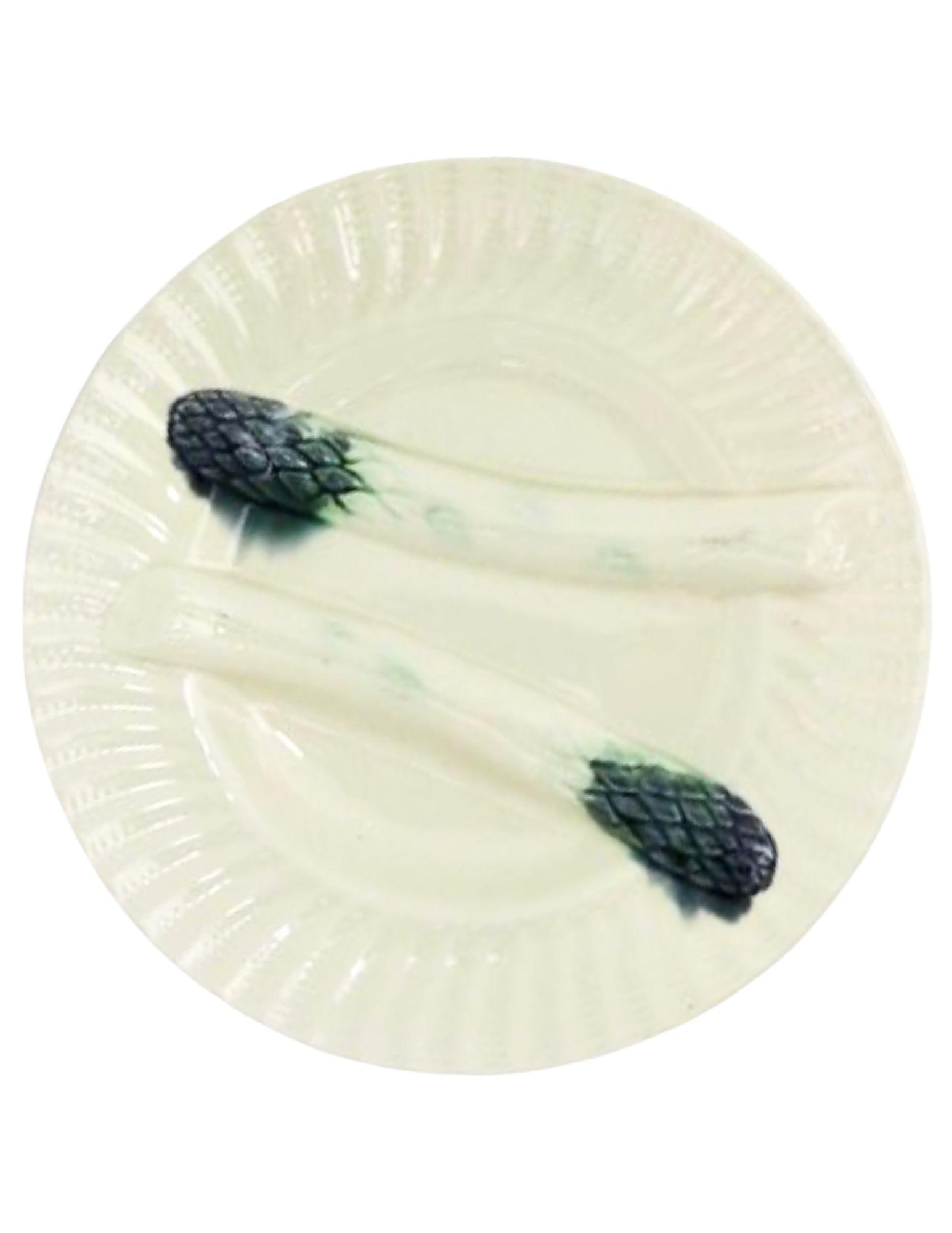 Six Antique French Creil Et Montereau Asparagus Plates - 2