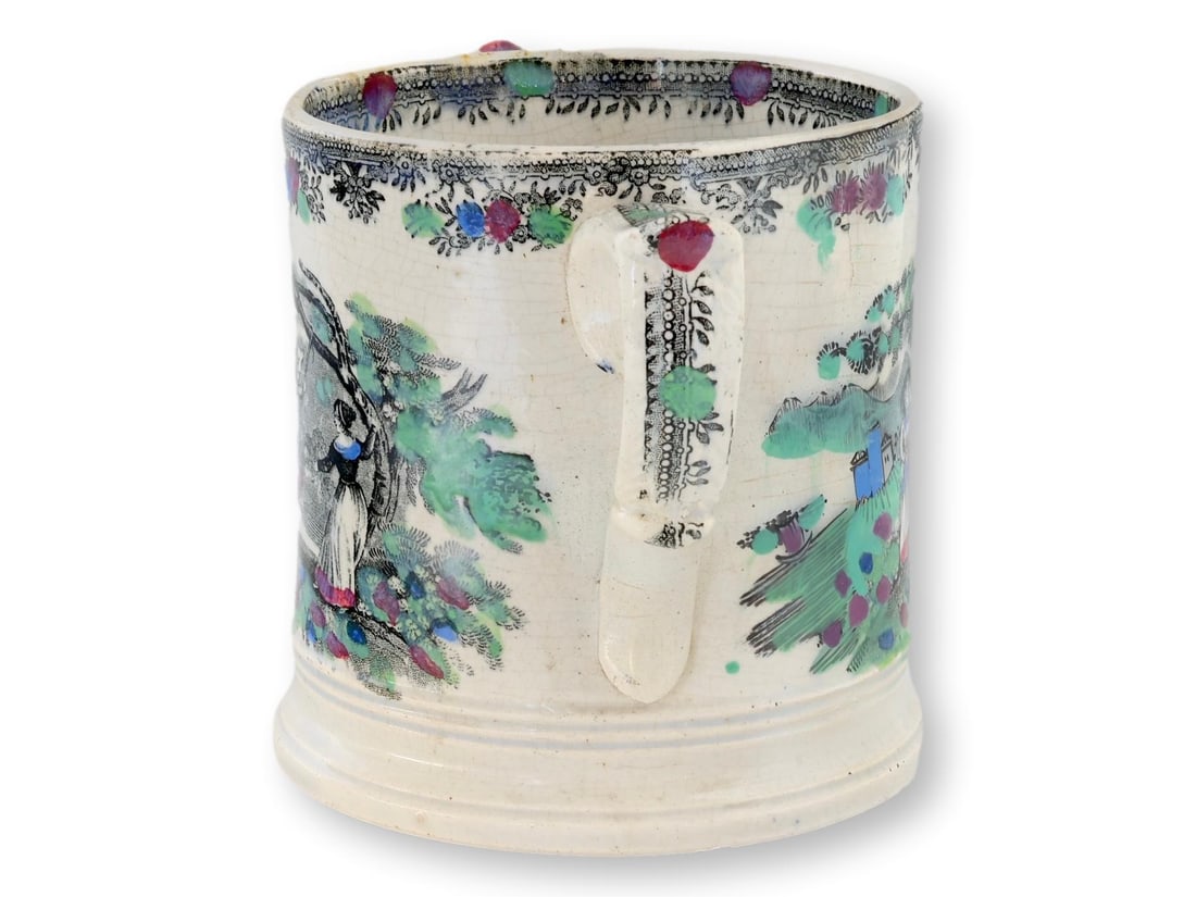 1840s English Staffordshire Transferware Frog Mug - 3