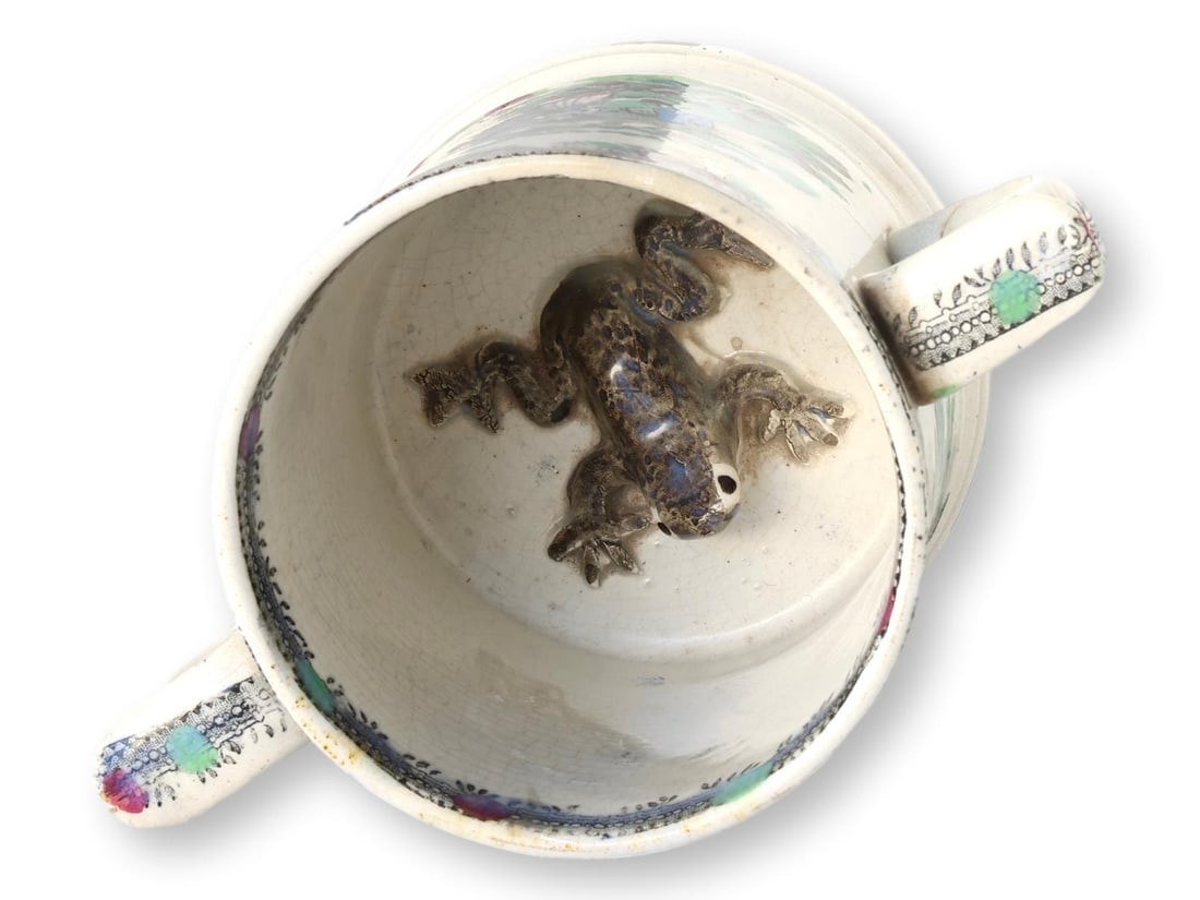1840s English Staffordshire Transferware Frog Mug - 7